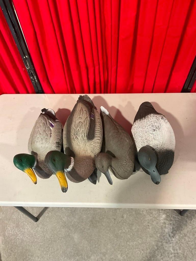 Collection of 4x Floating Duck Decoys in Fair Condition Inc Flambeau Brand - 4