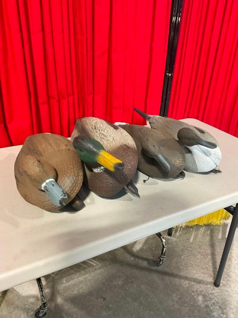 Collection of 4x Flambeau Brand Floating Duck Decoys in Fair Condition Inc - 3