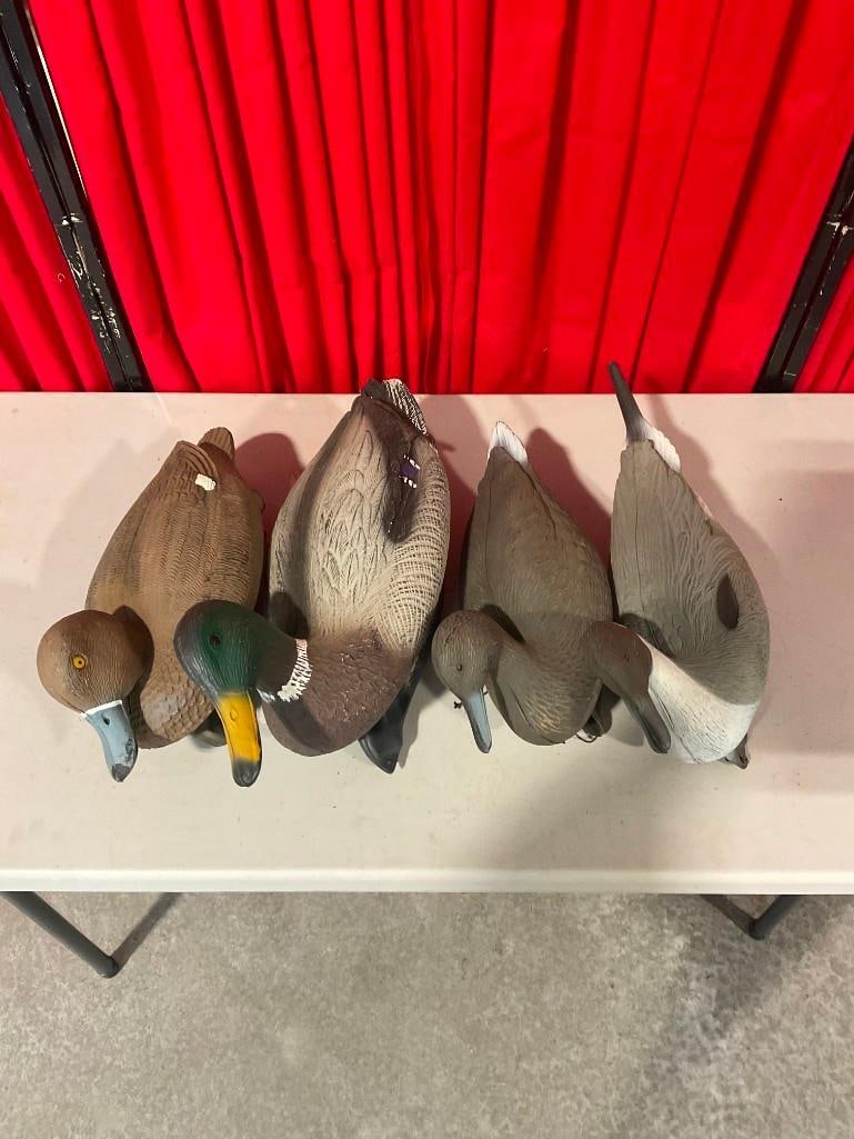 Collection of 4x Flambeau Brand Floating Duck Decoys in Fair Condition Inc - 4