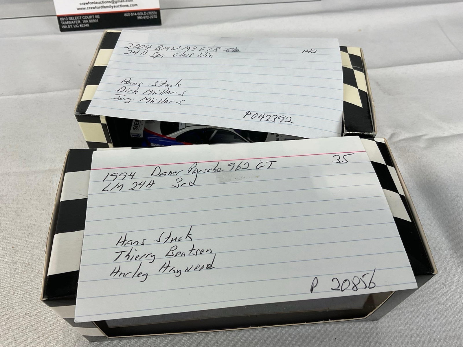 2 Minichamps 1/43 Scale Diecast Cars, 94 Porsche 962 & 2004 BMW M3 GTR, Signed by 2Muller drivers - 8