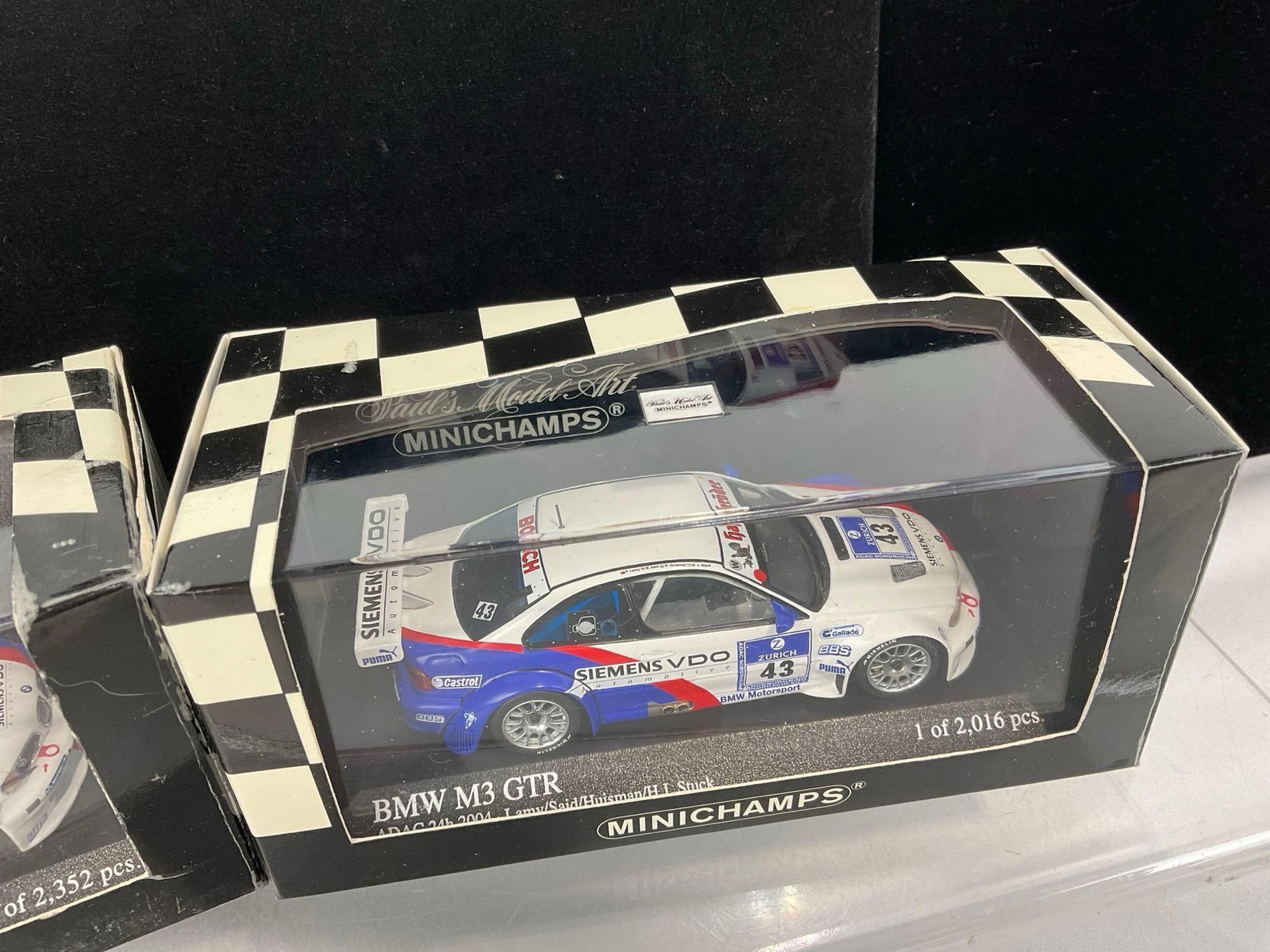 2x Minichamps 1/43 Scale Diecast Cars, 2004 BMW M3 GTR,1 signed by Pedro Lamy, Dirk & Jorg Muller - 3
