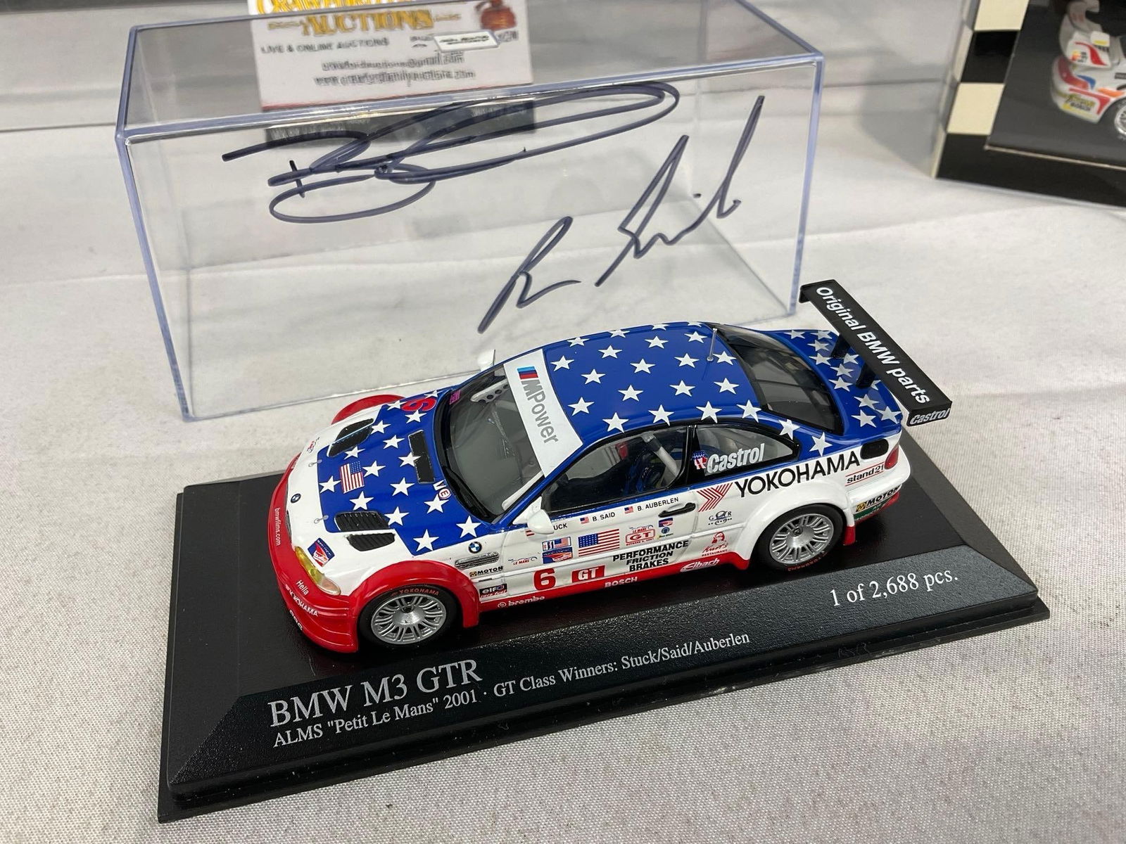 2 Minichamps 1/43 Scale Diecast Cars, 1996 Porsche 911 GT2 & 01 BMW M3 GTR, 1 signed - 7