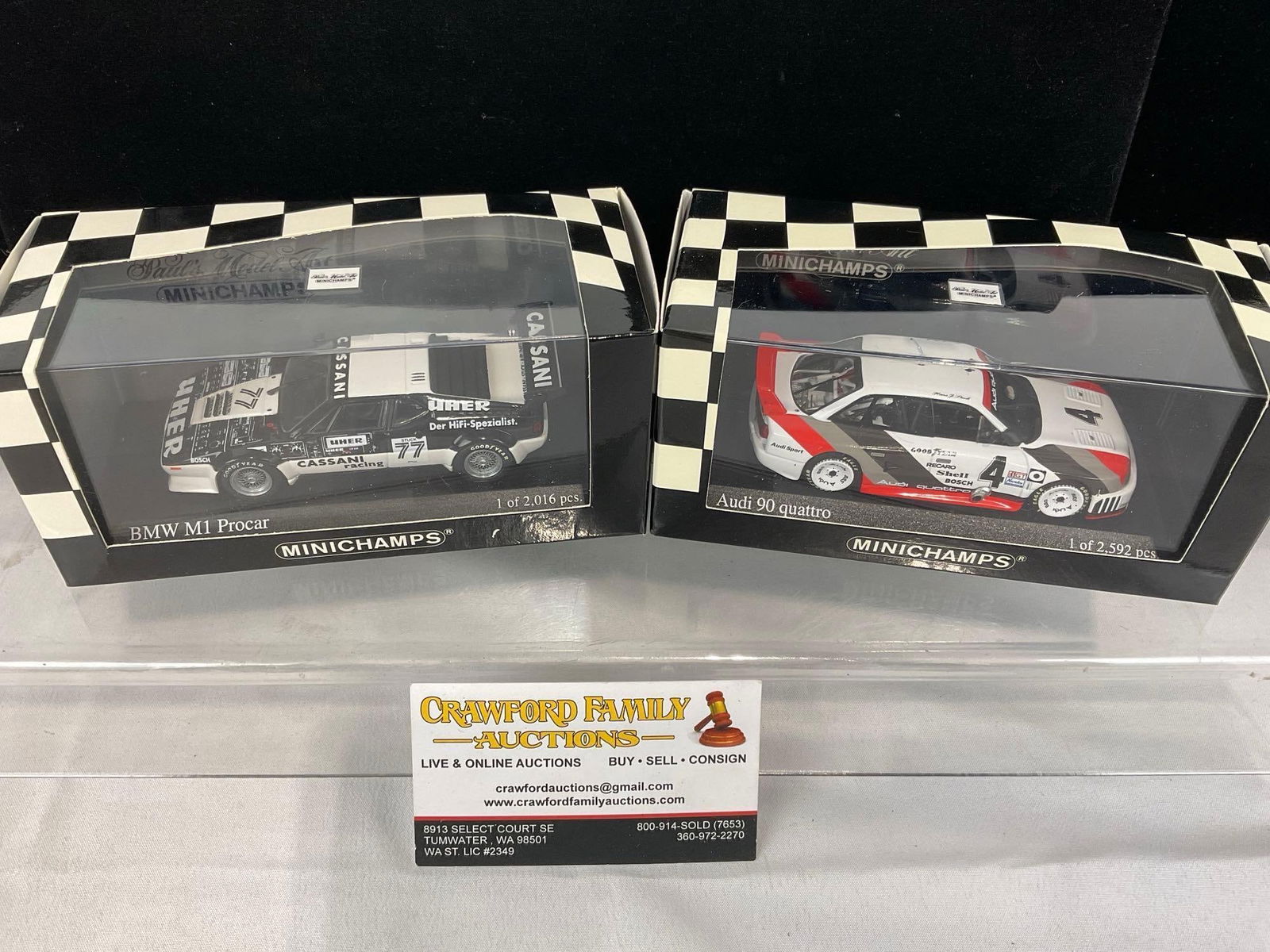 2 Minichamps 1/43 Scale Diecast Cars, 1979 BMW M1 & 1989 Audi 90 Quattro by Hans Stuck (1 of 8)