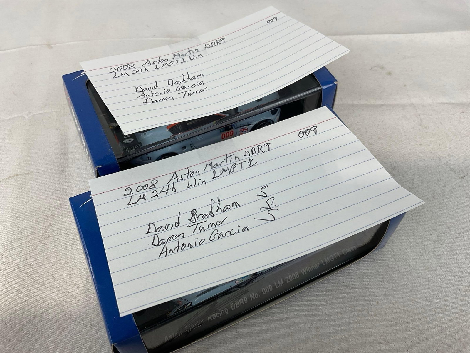 2 Spark 1/43 Scale Diecast Cars 2008 Aston Martin DBR9 LM24H, 1 signed by 3 Drivers - 13