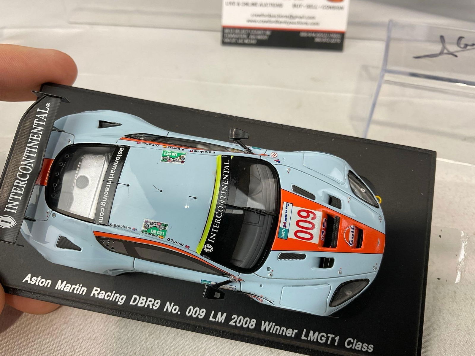 2 Spark 1/43 Scale Diecast Cars 2008 Aston Martin DBR9 LM24H, 1 signed by 3 Drivers - 7