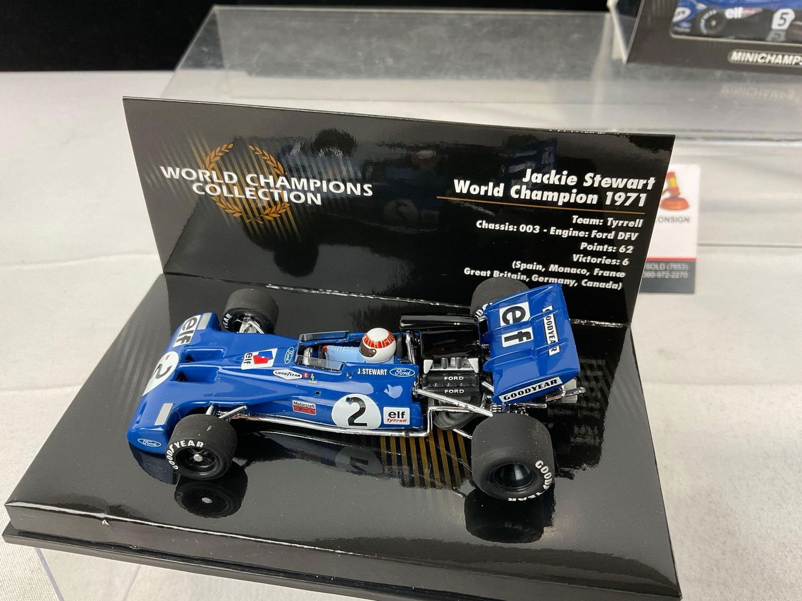 2 Minichamps 1/43 Scale Diecast Cars 1971 & 1973 Jackie Stewart Tyrrell Ford World Champion - 2