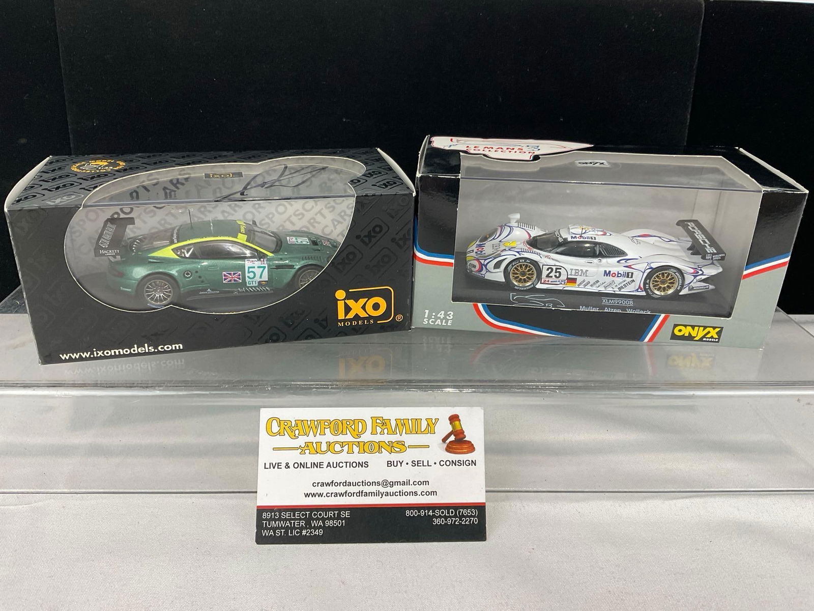 IXO Models 1/43 Scale Diecast Cars, 1998 Porsche 911 GT1 LM24H & 2005 Aston Martin DBR9 Sebring 12H (1 of 8)
