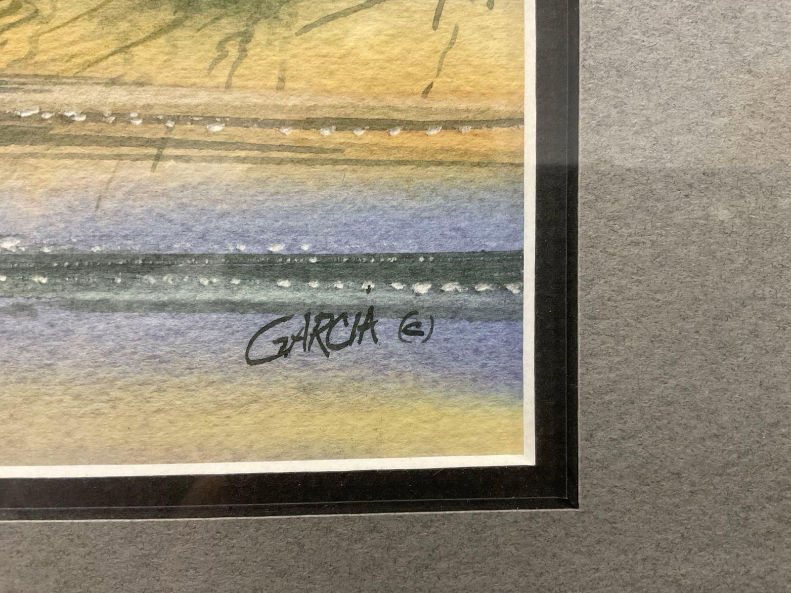 Framed Signed Watercolor Duck Swimming on the pond, by Wild life Artist Joe Garcia, 15 x 18 inches - 3