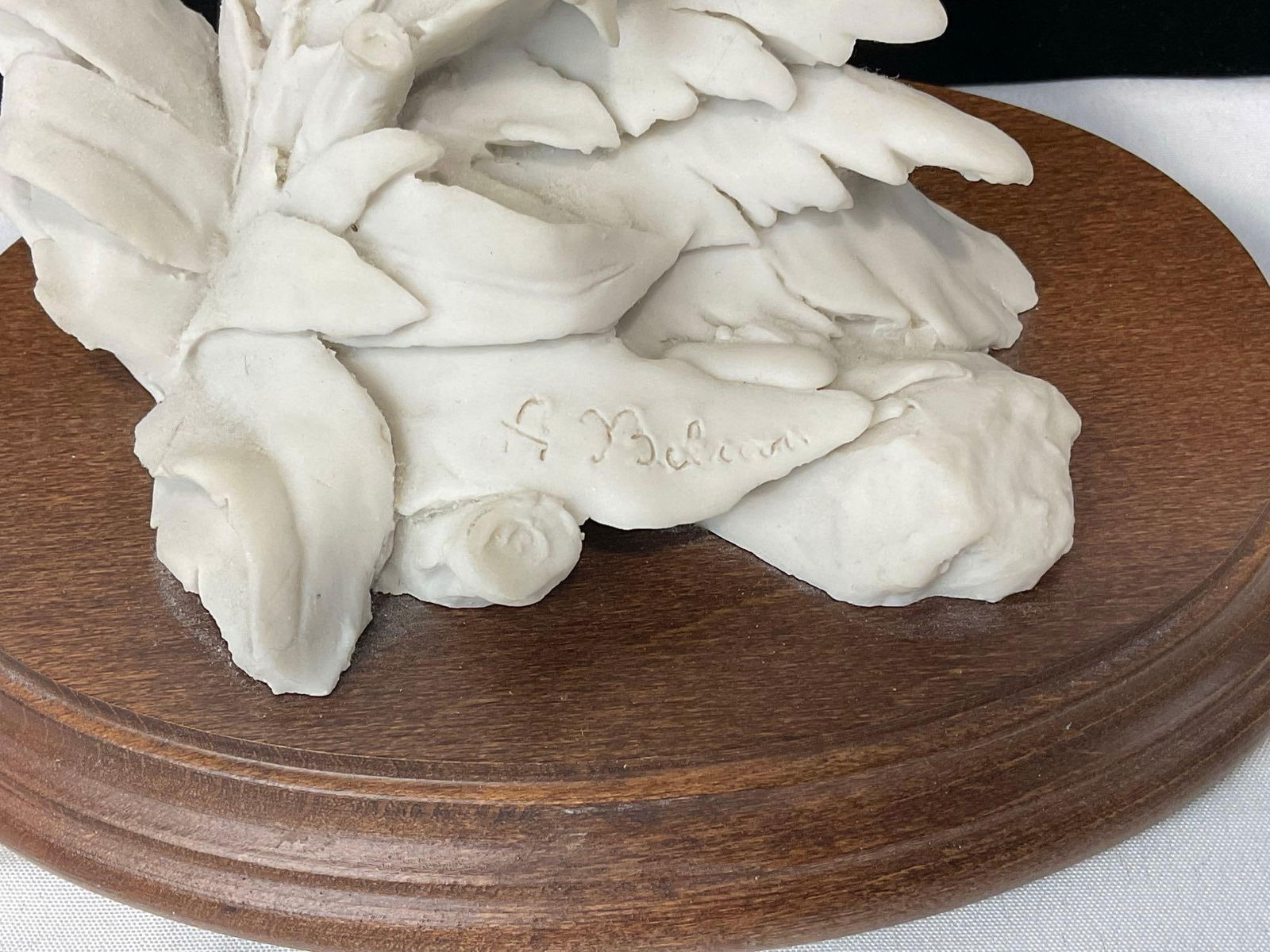 vintage Auro Belcari Dear Mallard Duck Bisque Porcelain figurine, 10h x 12w x 7d inches - 2