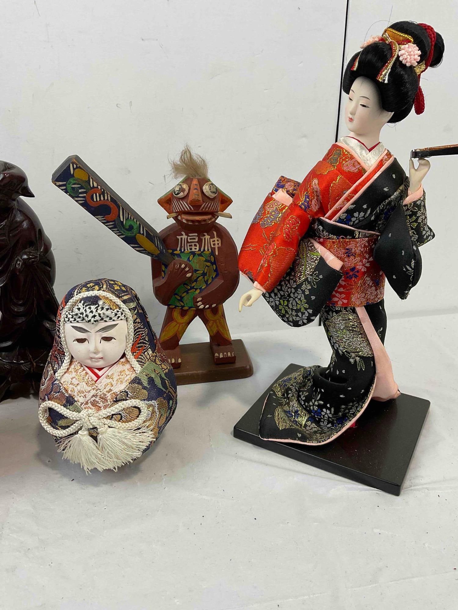17 pcs Vintage Japanese Souvenirs, incl. Geisha Doll, Wooden Daruma Figurines & More! See pics. - 7