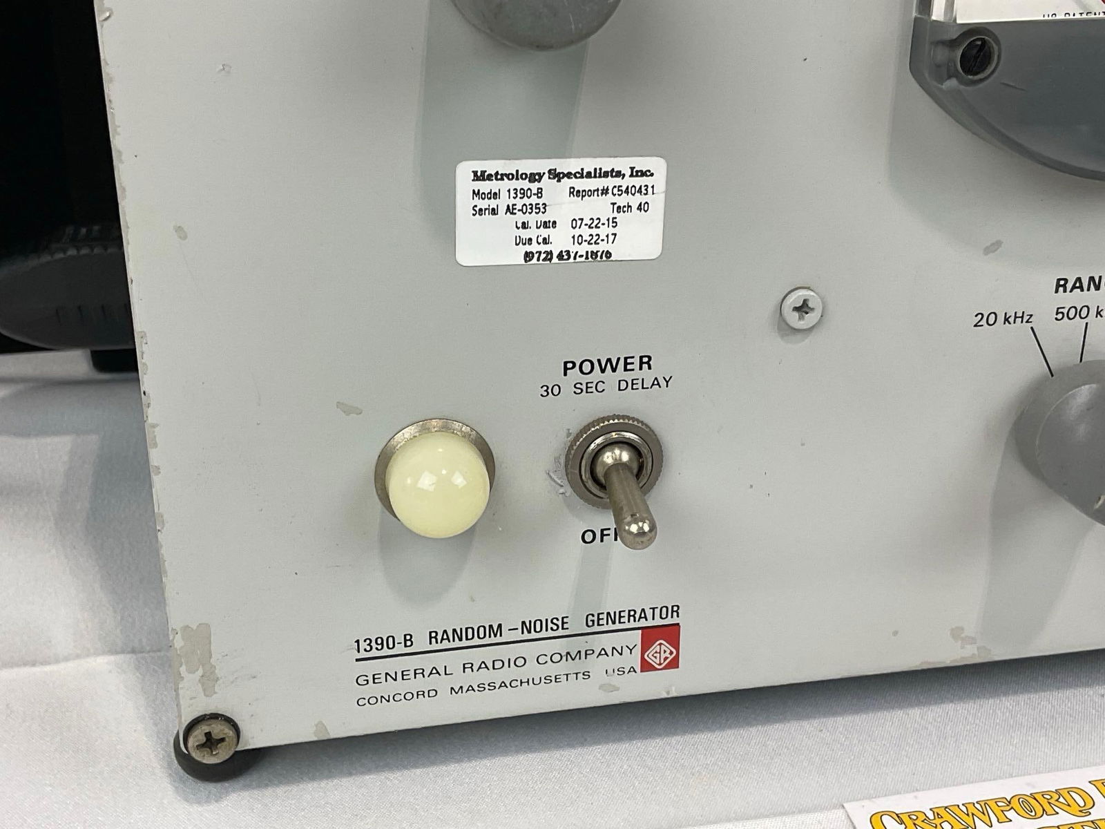 General Radio Co 1390-B Random Noise Generator, 5Hz to 5MHz, 9h x 13w x 10d inches - 2