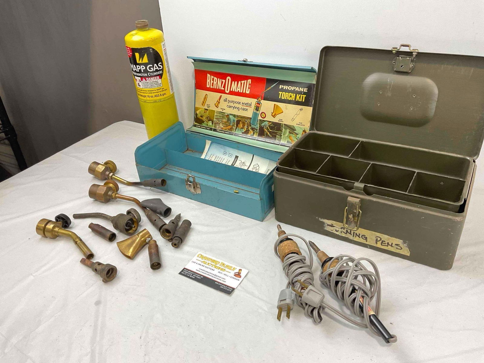 2 pcs Metal Tool Boxes w/ Contents, incl. Bernzomatic Propane Torch Kit & 2x Burning Pens. - 2