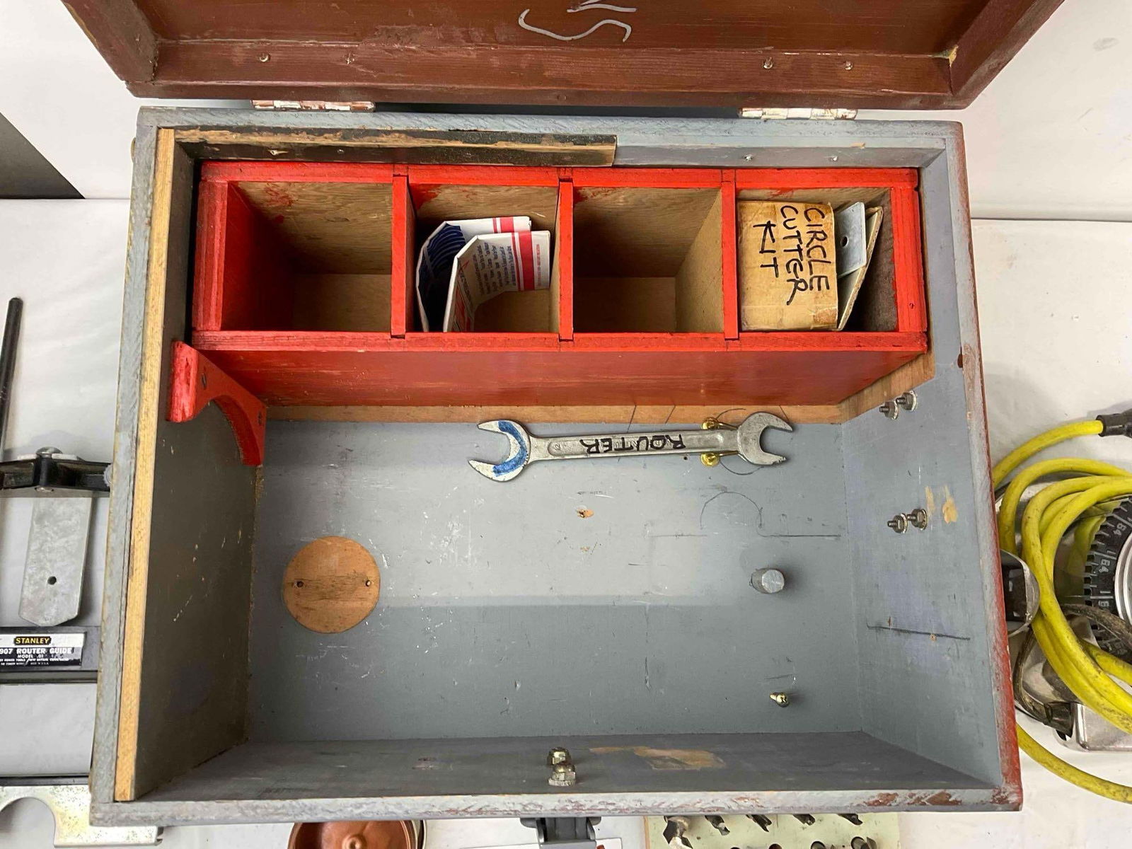 Vintage Stanley Router Model 03 w/ Wood Box & Accessories, incl. Router Guide. Tested, Works. - 7