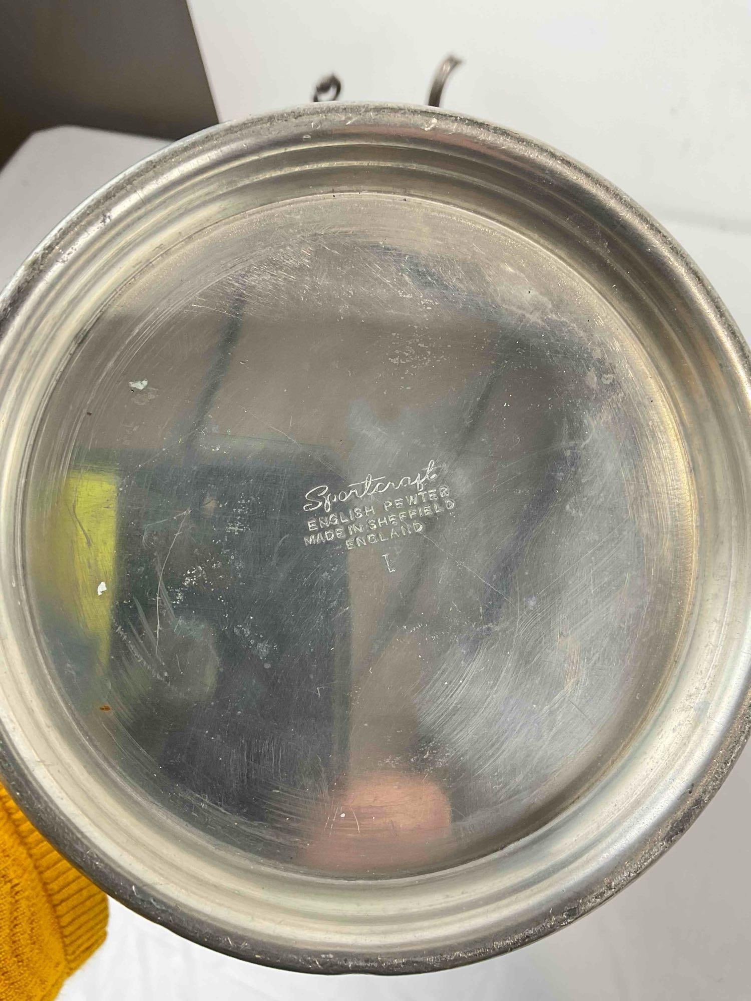 3 pcs Vintage Tea Pots, incl. 2x Silver Plate & 1x Pewter. Sheffield & Sportcraft Makers. See pics. - 9