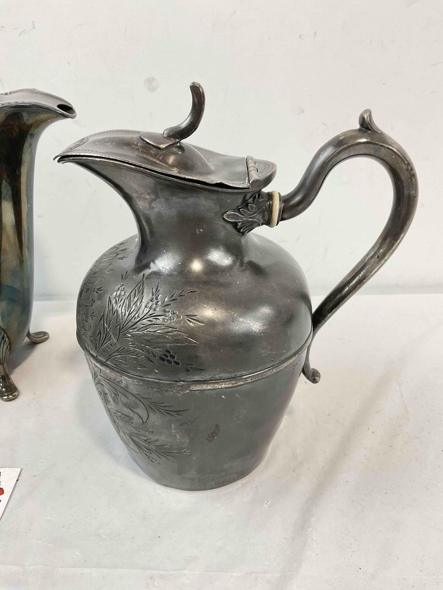 3 pcs Vintage Silver Plated Chocolate Pots, incl. Warren & S.B. & M?. Very Good Condition. See pi... - 6