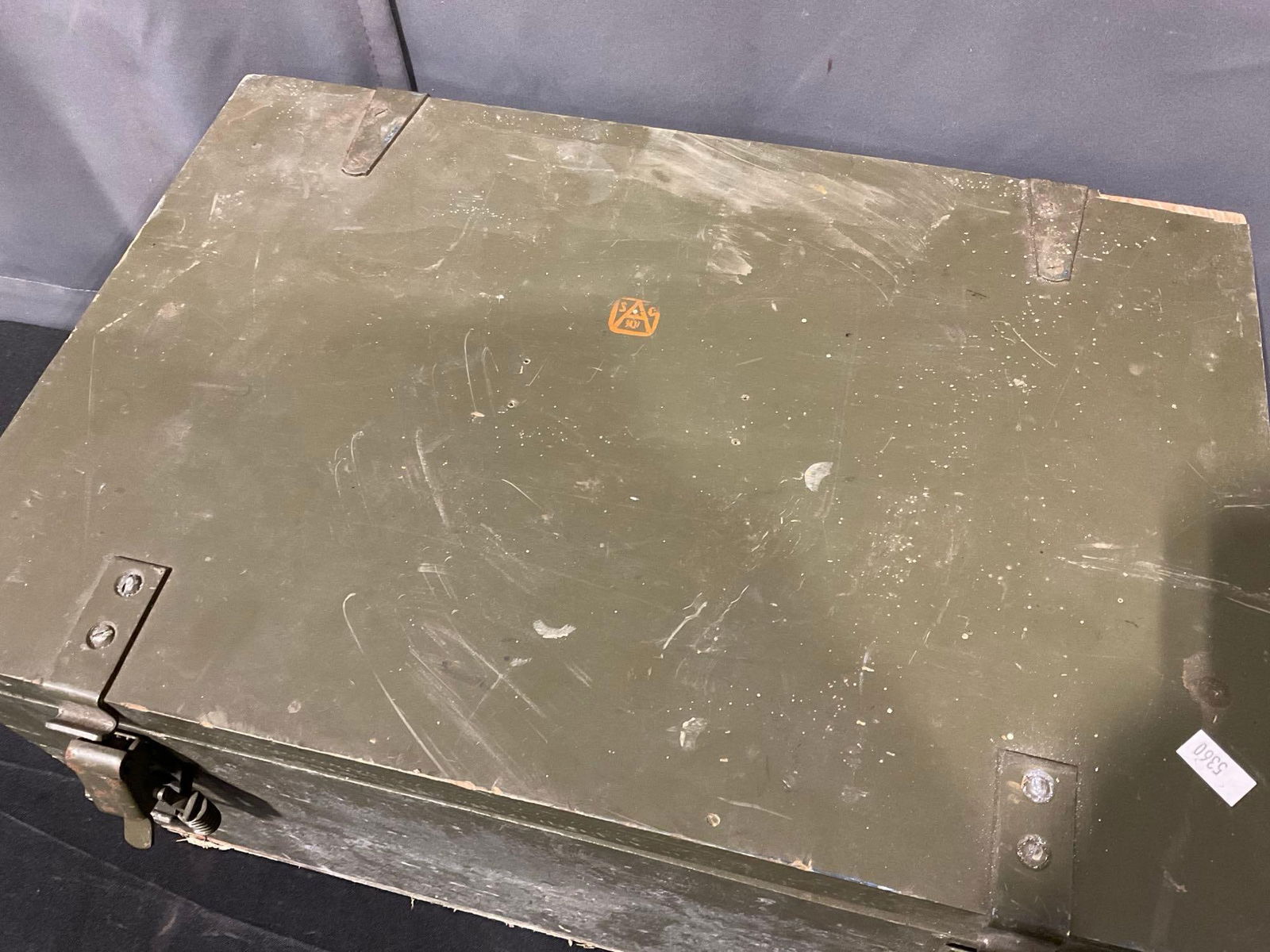 Vintage Olive Drab Military Footlocker, w/ spring latches, 11h x 20w x 14d inches - 2