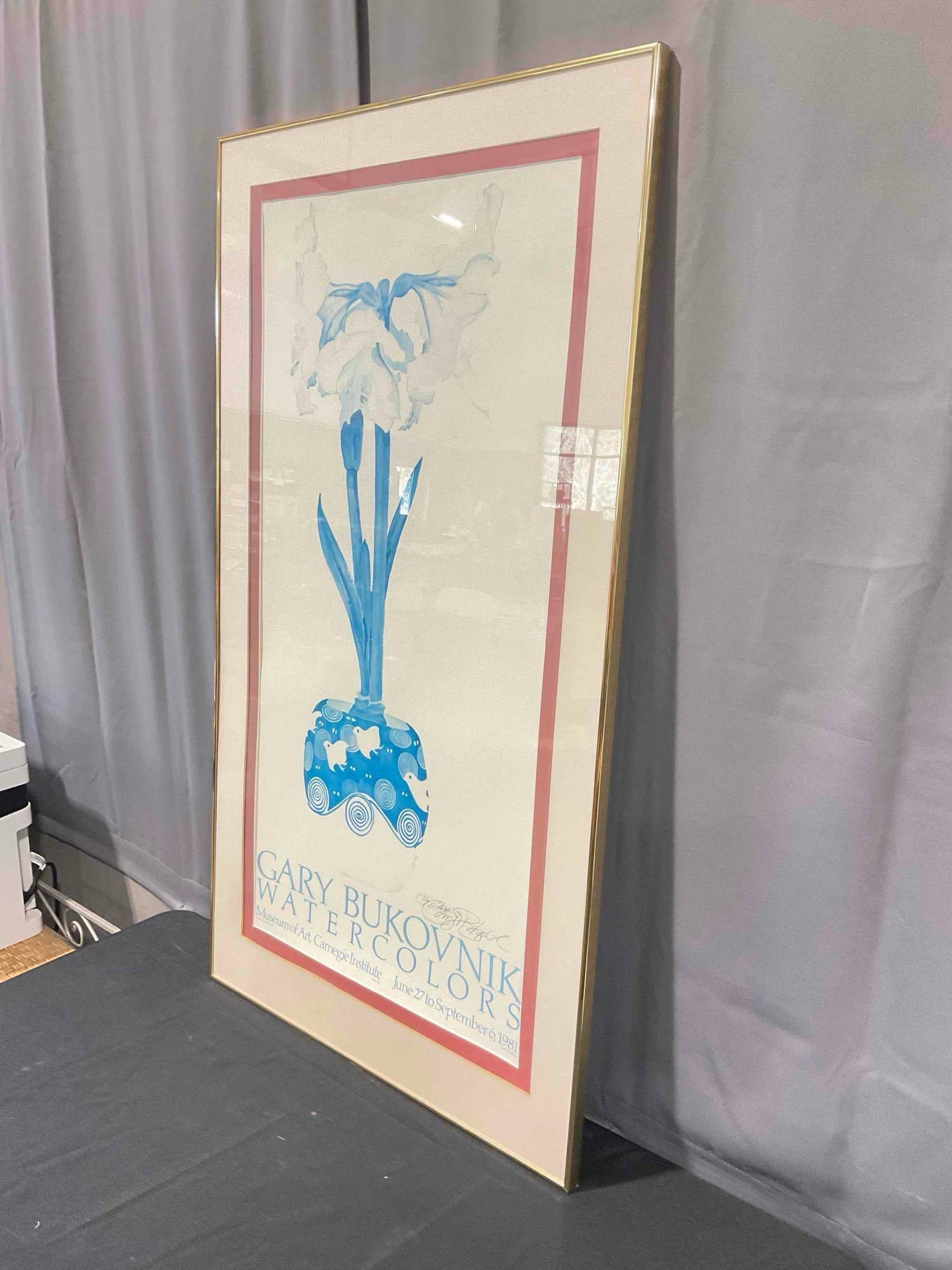 Vintage Framed Signed Gary Bukovnik "Amaryllis" Watercolor Print. Very Good Condition. See pics. - 2