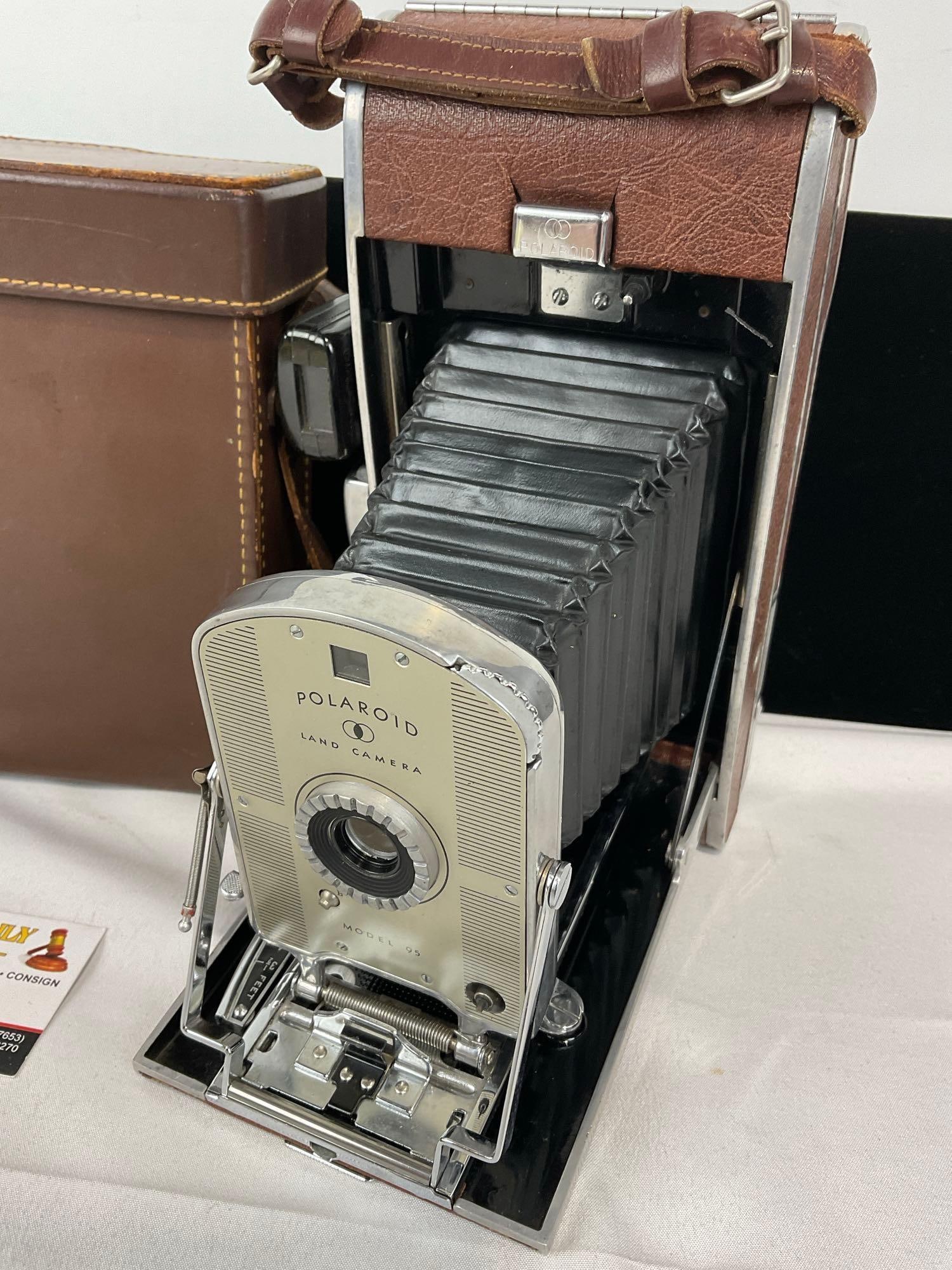 Vintage Polaroid Land Camera Model 95 w/Leather Case, 9h x 12w x 4d inches - 2