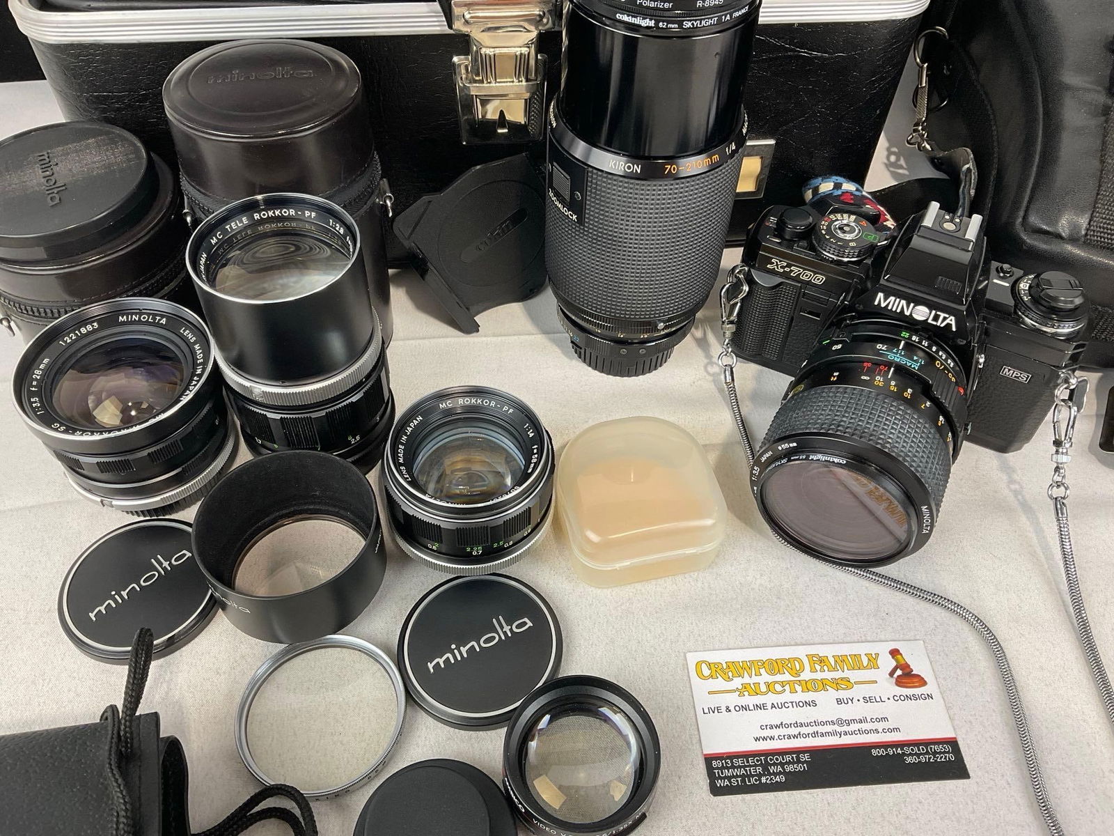 Minolta X-700 Film Camera w/ 5 Lenses & Cases, w/Large Black Leather Camera Case - 2