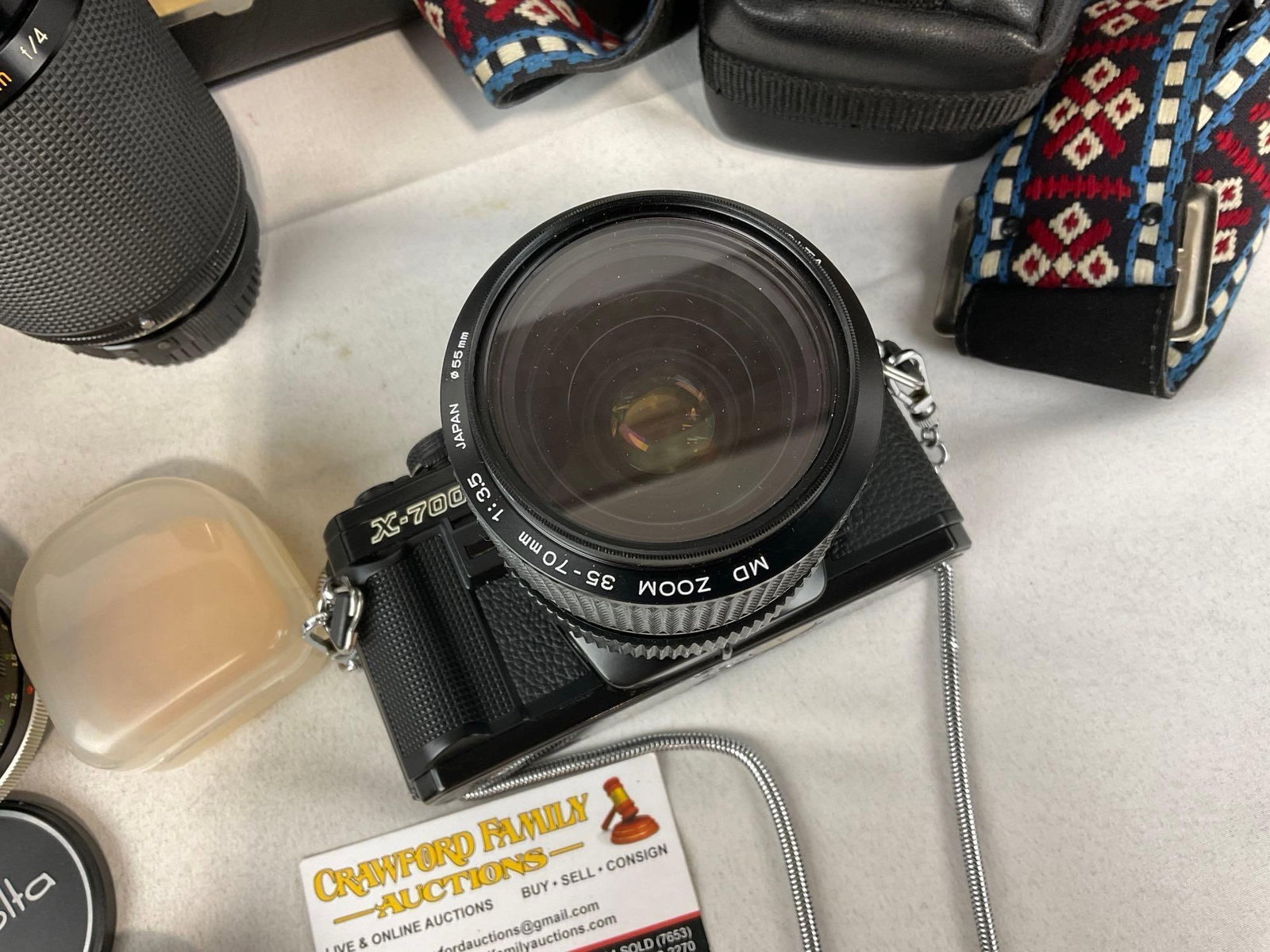 Minolta X-700 Film Camera w/ 5 Lenses & Cases, w/Large Black Leather Camera Case - 4