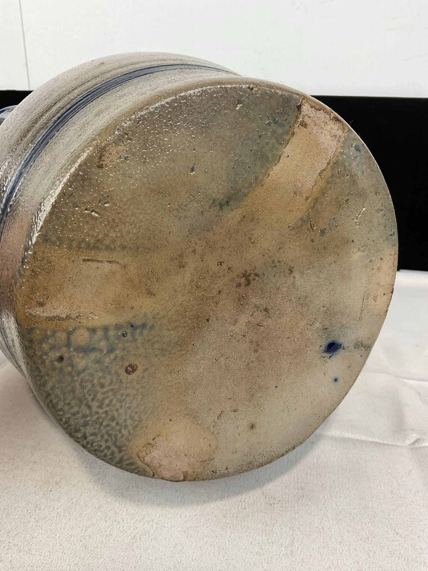 Vintage Cobalt Blue Salt Glazed Double Handled Crock, 11h x 11w x 10d inches - 5