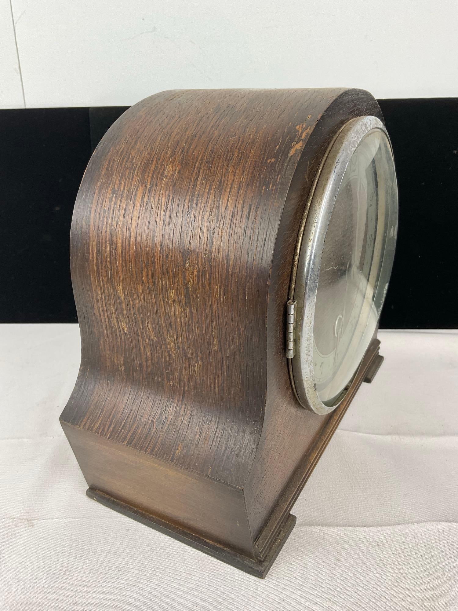 Early 20th Century British Time Mantel clock, w/Brass Movement, 9h x 10w x 6d inches - 2