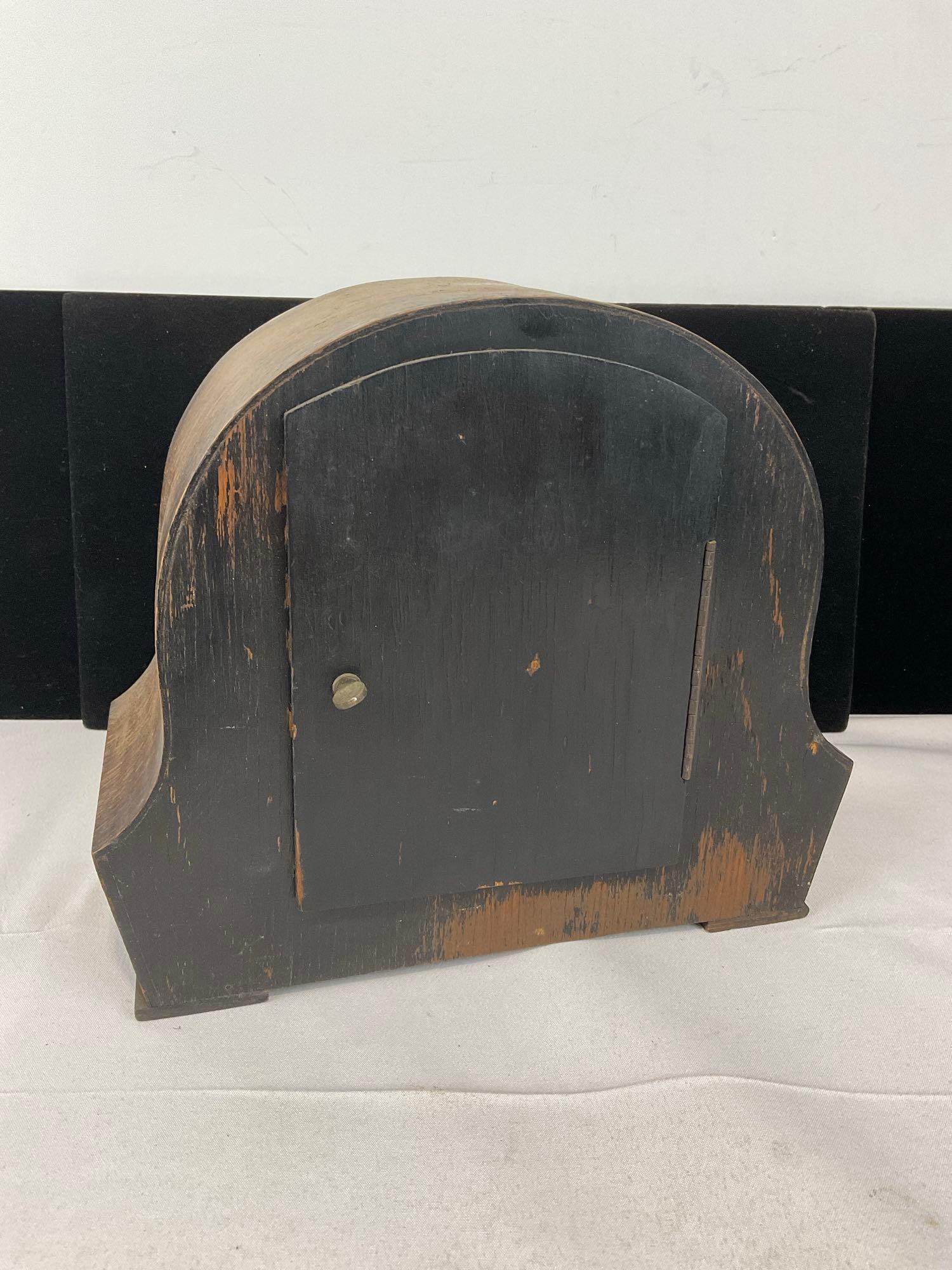 Early 20th Century British Time Mantel clock, w/Brass Movement, 9h x 10w x 6d inches - 3