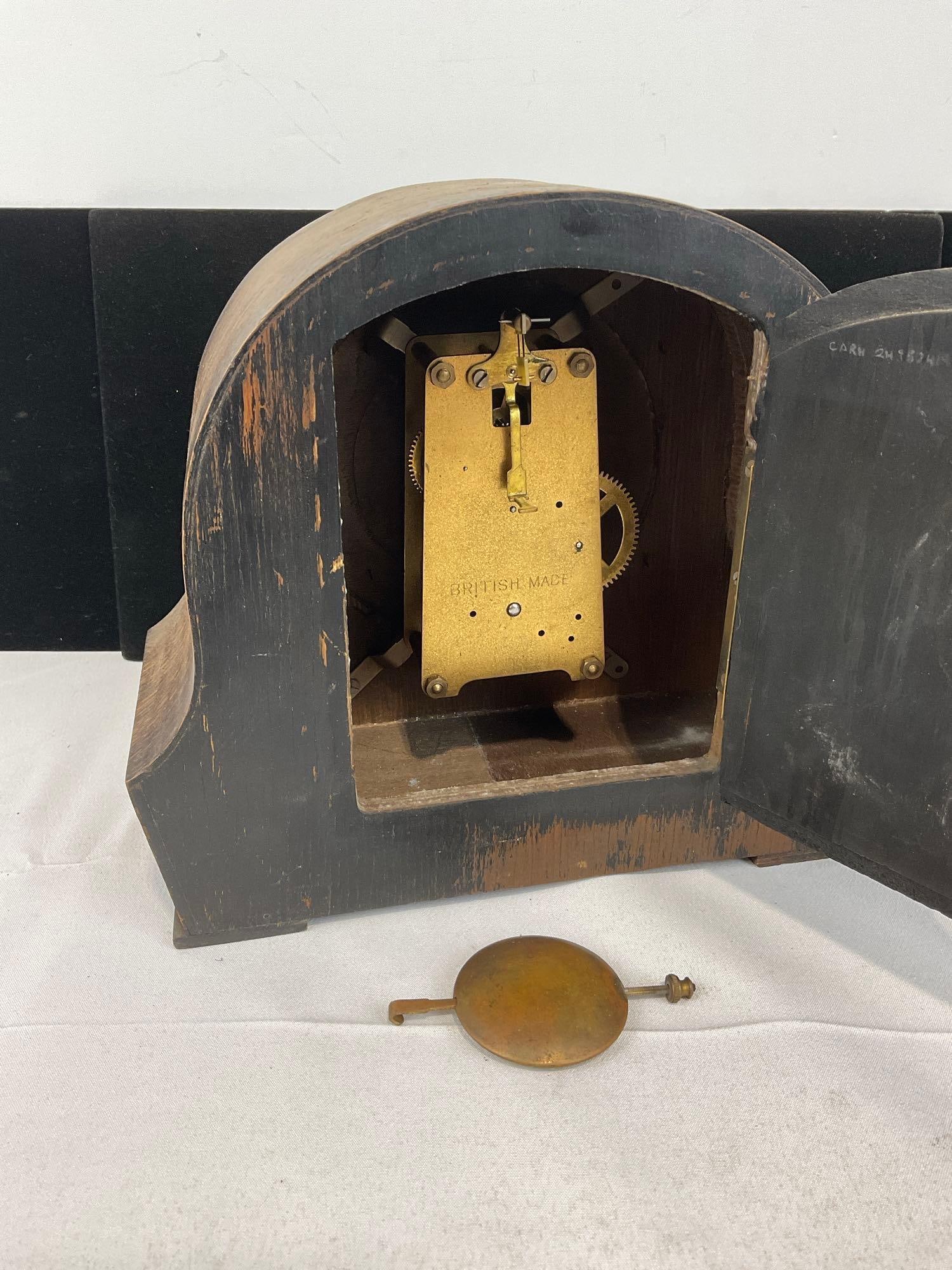 Early 20th Century British Time Mantel clock, w/Brass Movement, 9h x 10w x 6d inches - 4