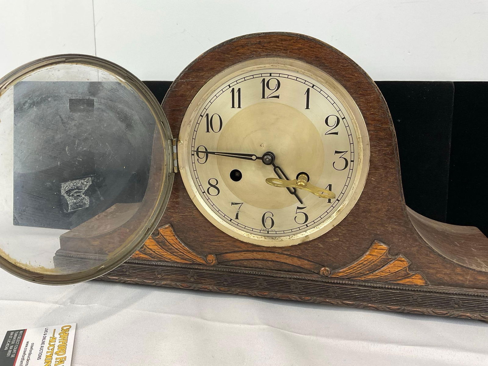 Antique German Kienzle Mantel Clock, Humpback Time Strike w/Key, 10h x 17w x 6d inches - 2