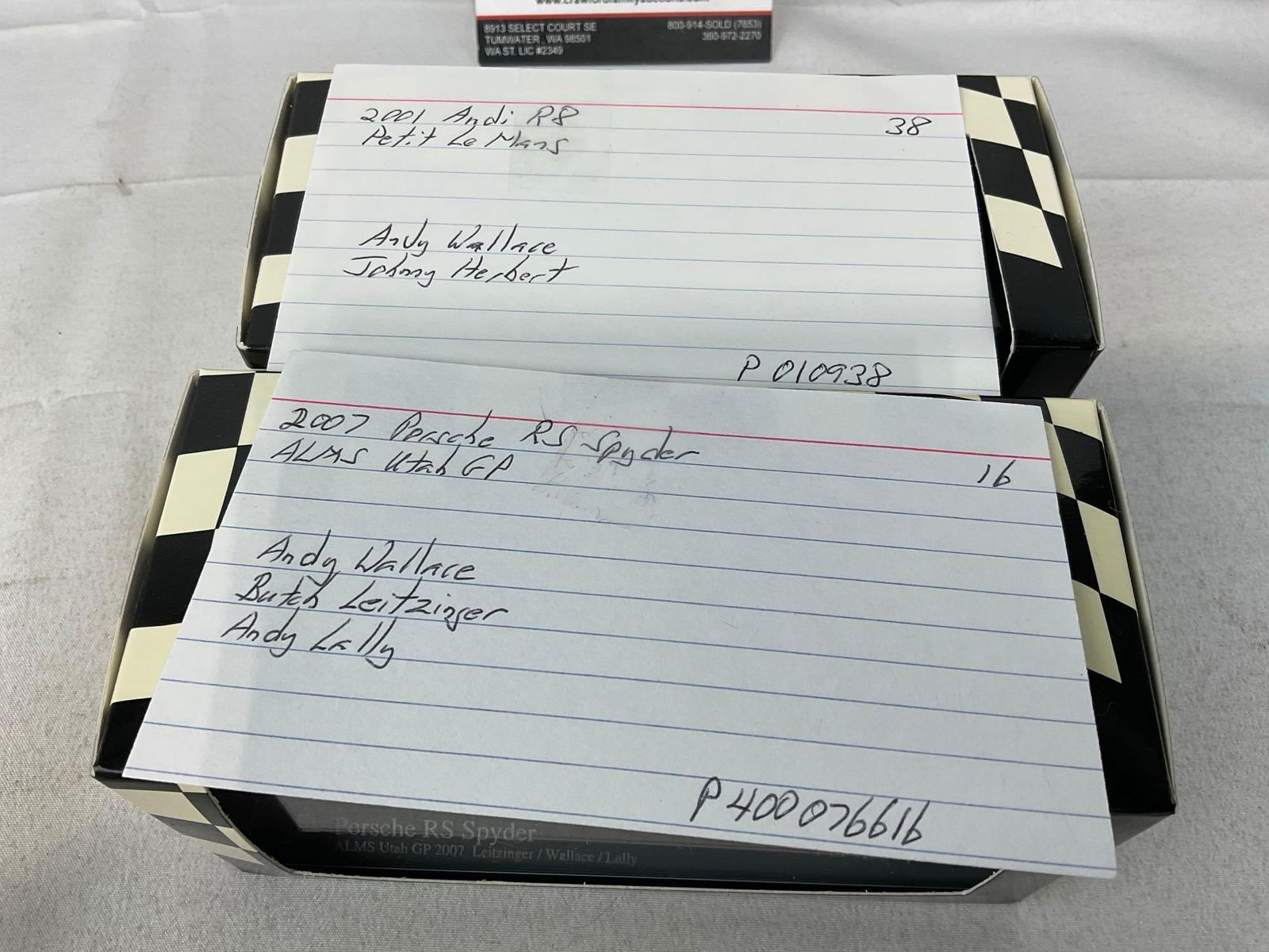 2 Minichamps 1/43 Scale Diecast Cars, Audi R8 2001 & 2007 Porsche RS Spyder - 7