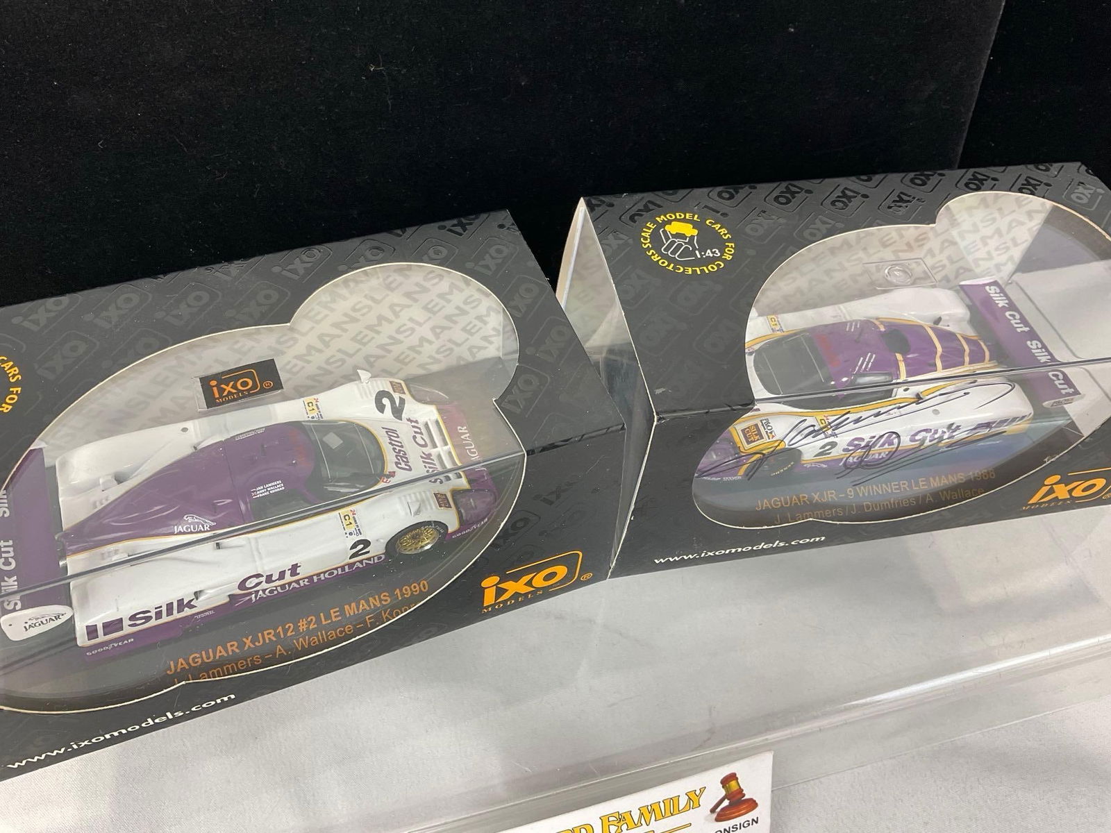 2 IXO Models 1/43 Scale Diecast Cars, Jaguar XJR12 1988 & 1990, 1 Cover Signed by 2 Drivers - 2