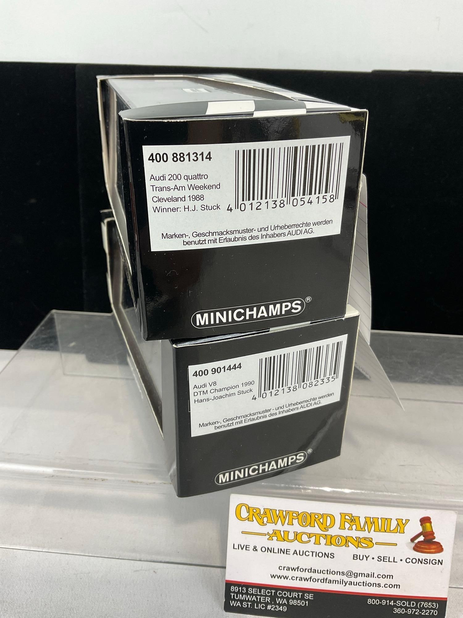 2 Minichamps 1/43 Scale Diecast Cars, 1998 Audi Quattro & 1990 Audi V8 DTM Hans Stuck - 3