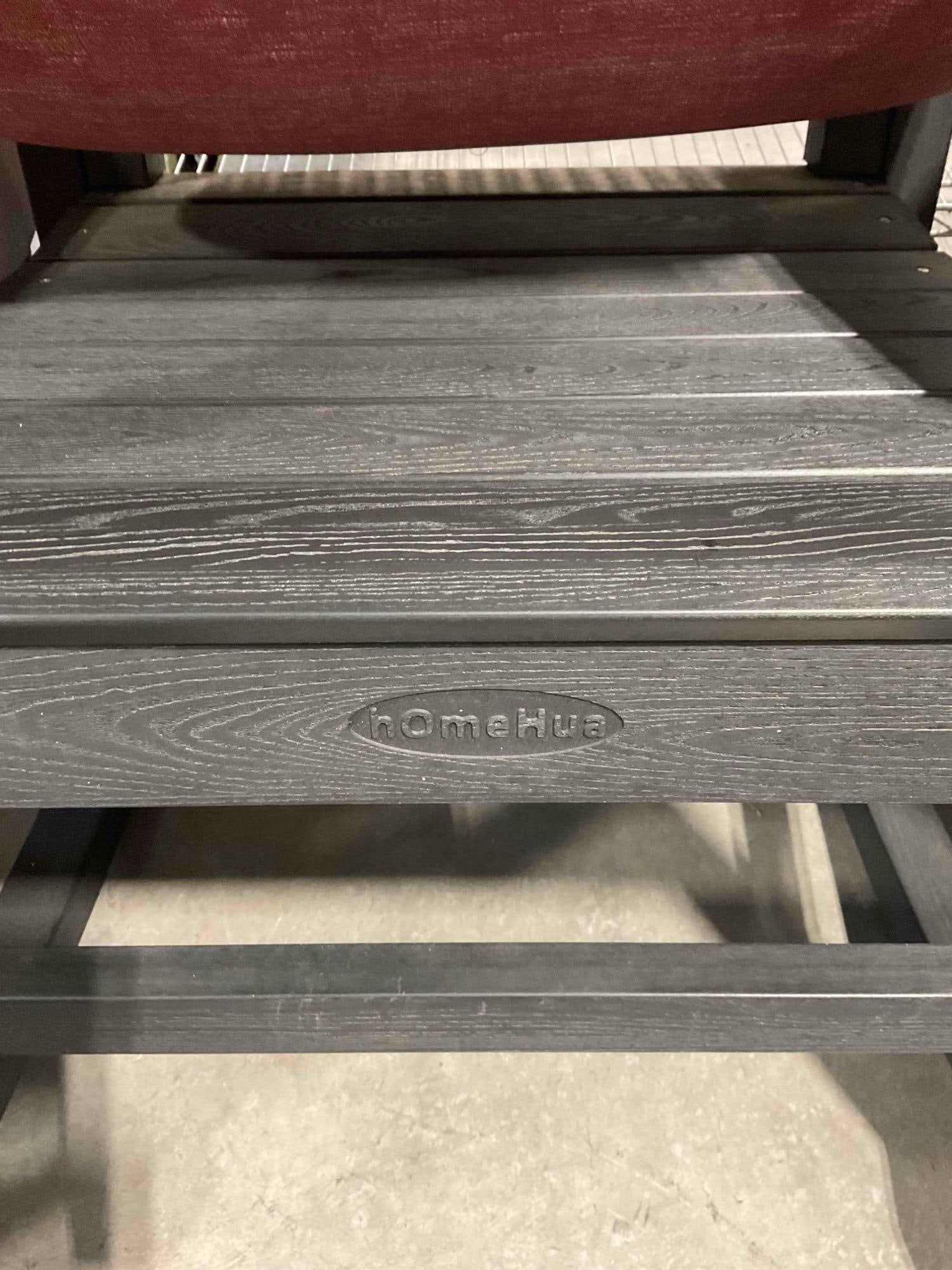 Pair of HomeHua Black Finish Adirondack Style Rocking Chairs w/ Cushions. Very Good Cond. - 6