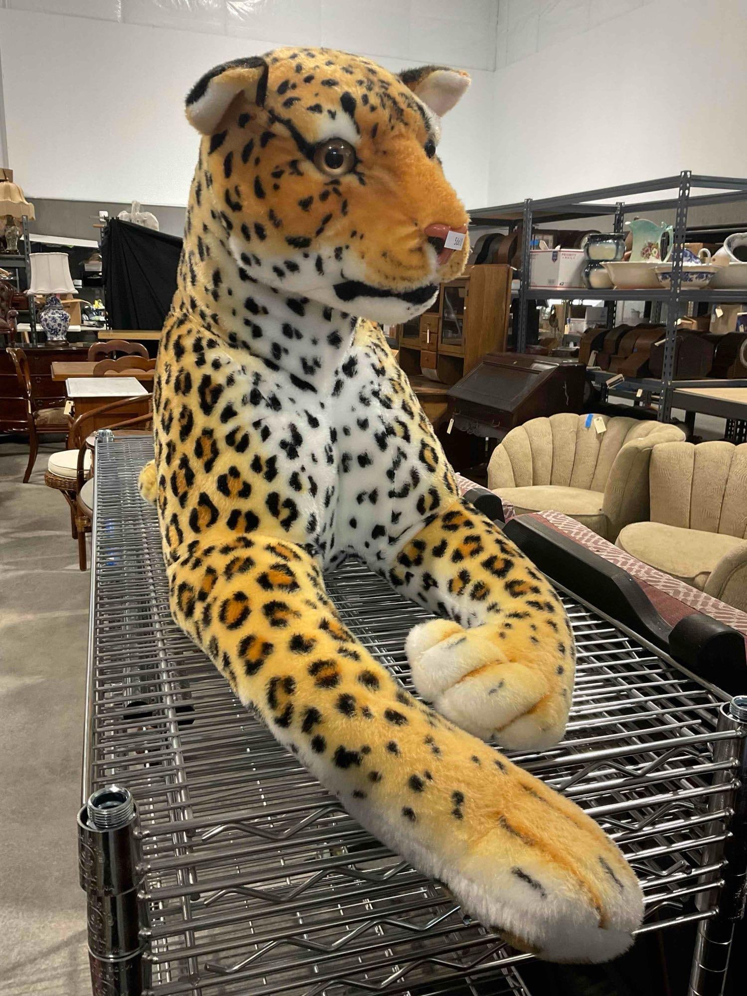 Giant Plush Leopard Stuffed Animal. Excellent Condition. Measures 12" x 40" x 19" See pics. - 3