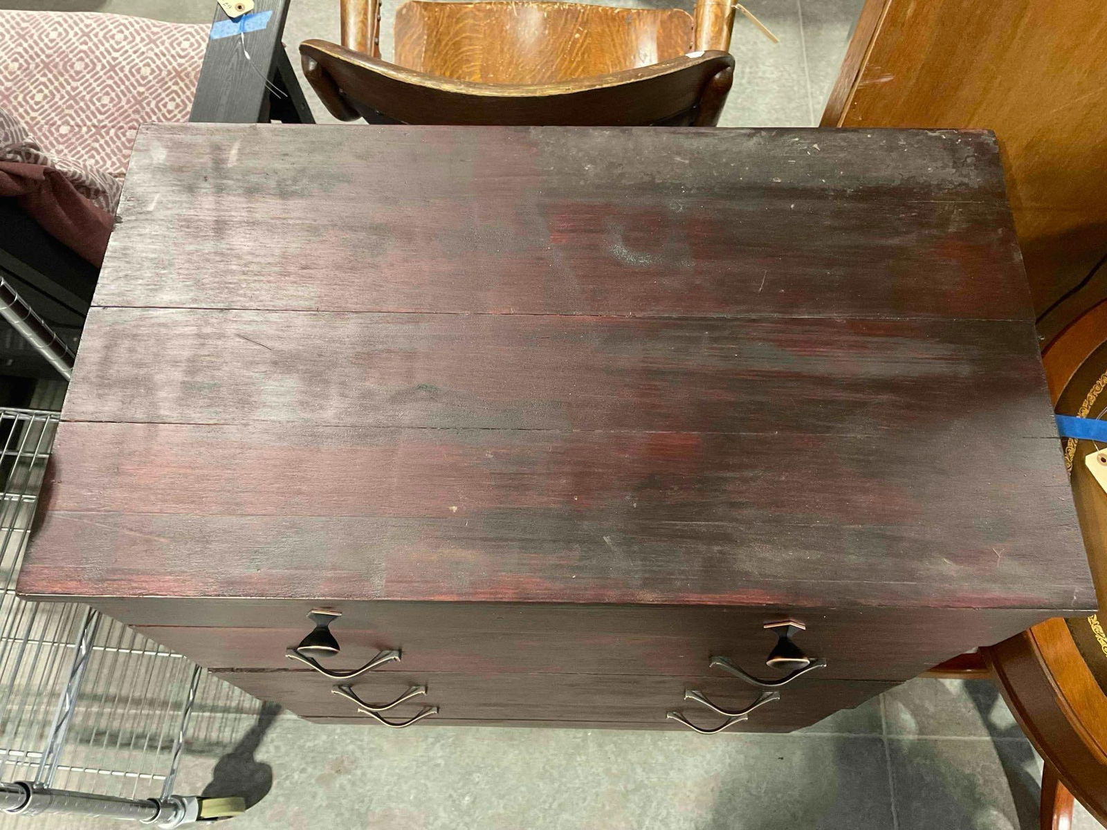 Vintage Rosewood Finish Pine? Wood Dresser w/ 4 Drawers. Very Good Condition. See pics. - 4