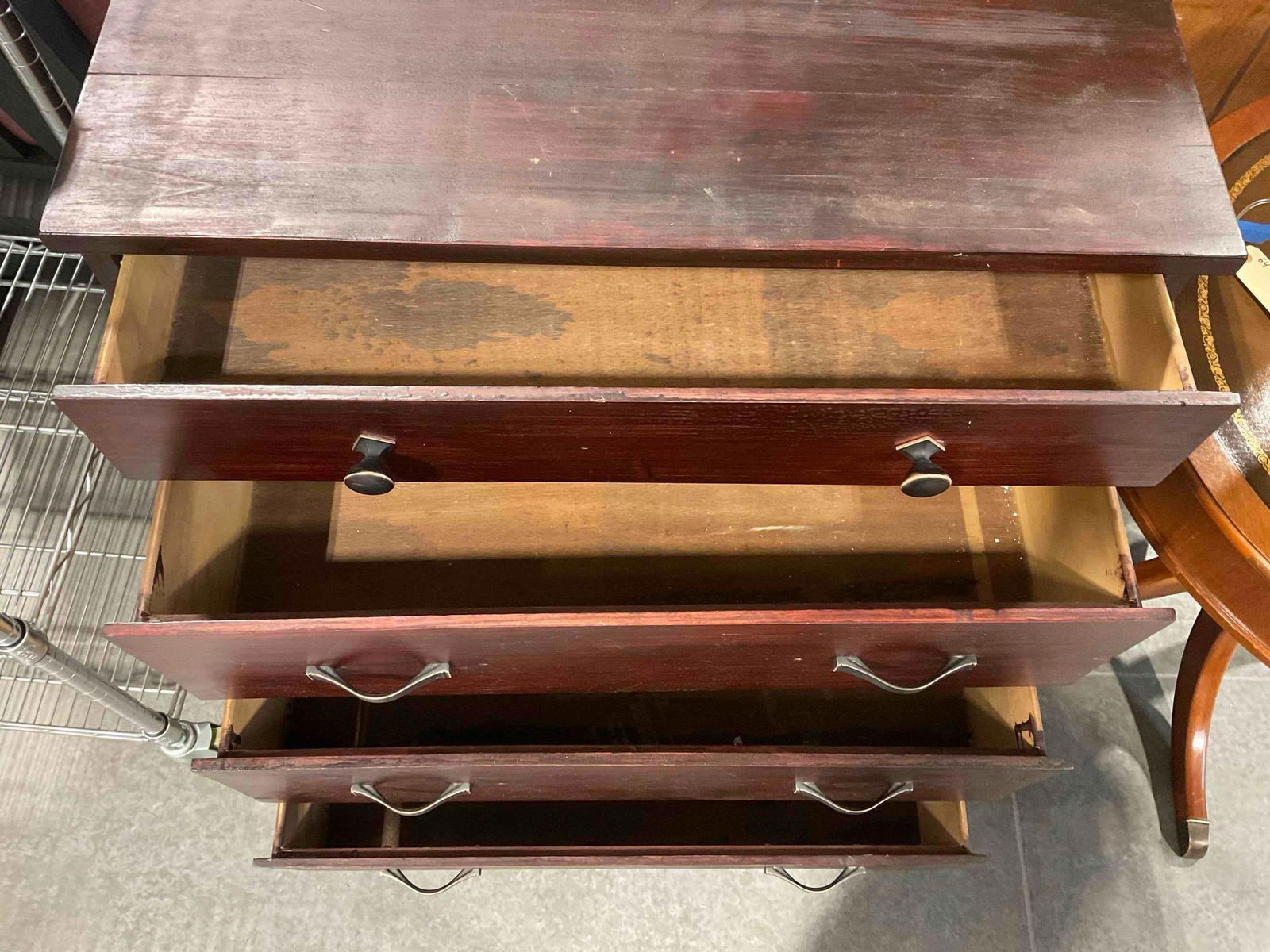 Vintage Rosewood Finish Pine? Wood Dresser w/ 4 Drawers. Very Good Condition. See pics. - 5