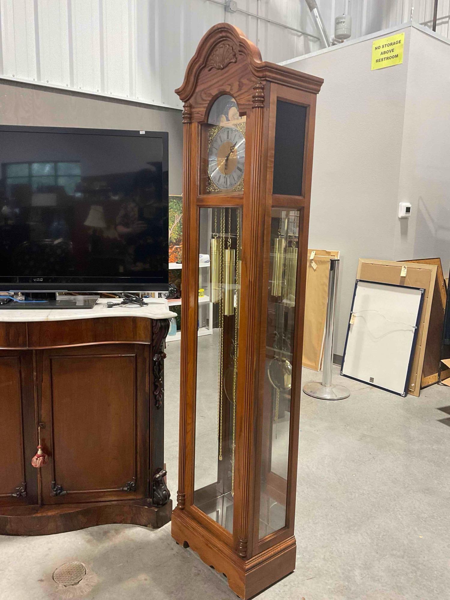 Vintage Howard Miller Grandfather Clock Model 610-772 w/ Pendulum & Weights. Excellent Cond. - 4