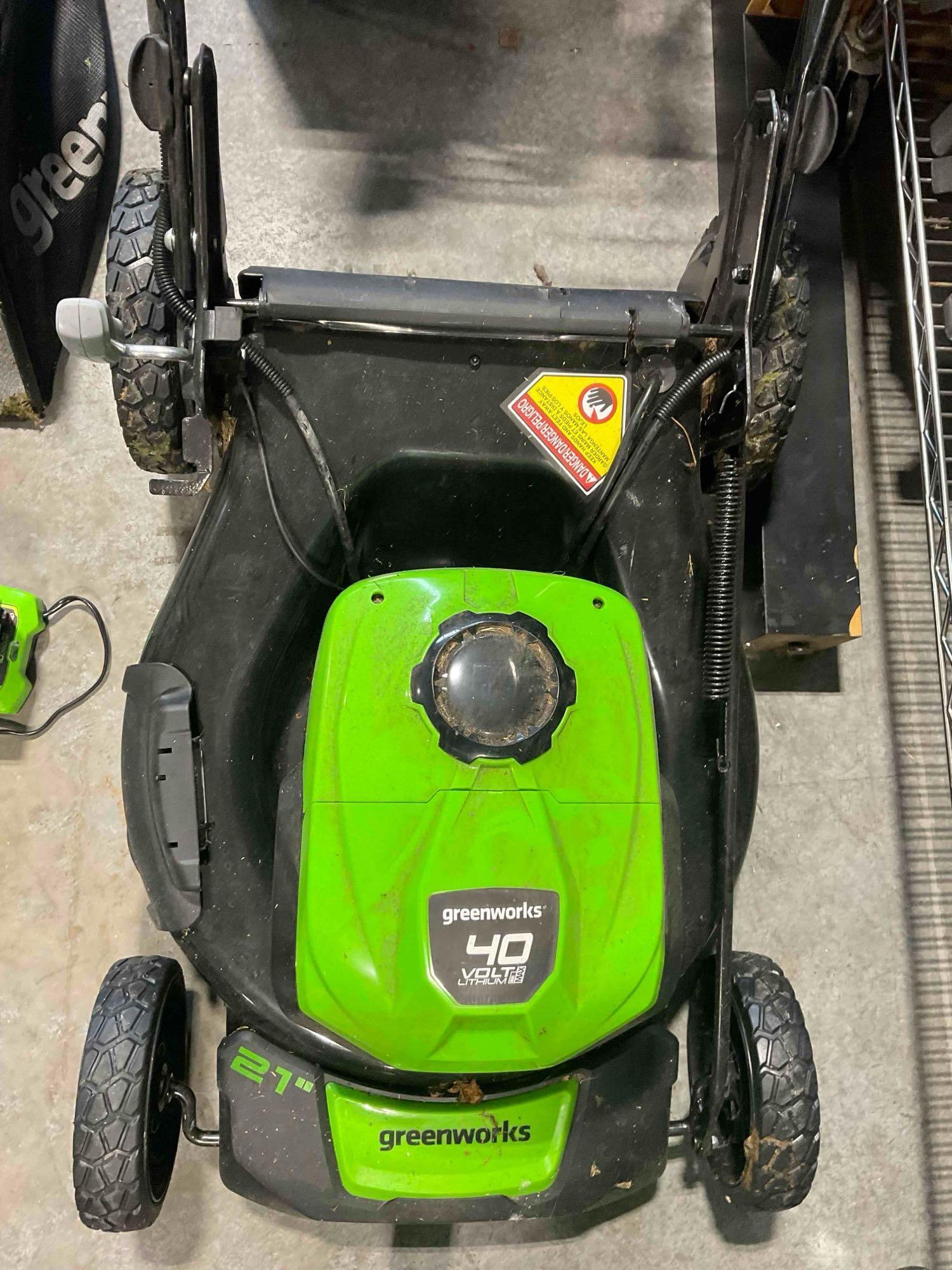 Greenworks 21" Model MO40L02 Electric Powered Lawnmower. Tested, Works. Very Good Cond. - 4