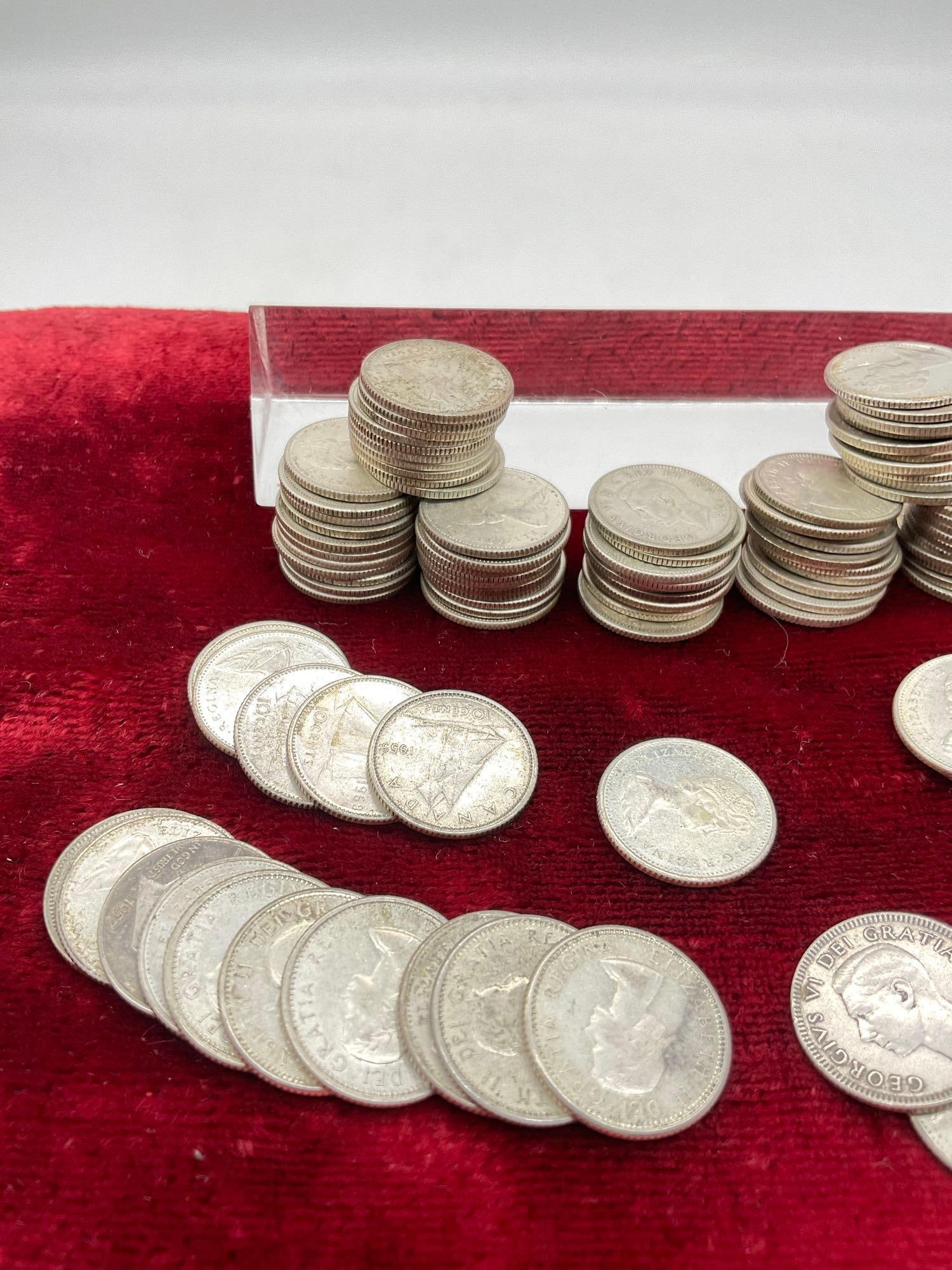 100x mostly Canadian 80% silver dimes - 2