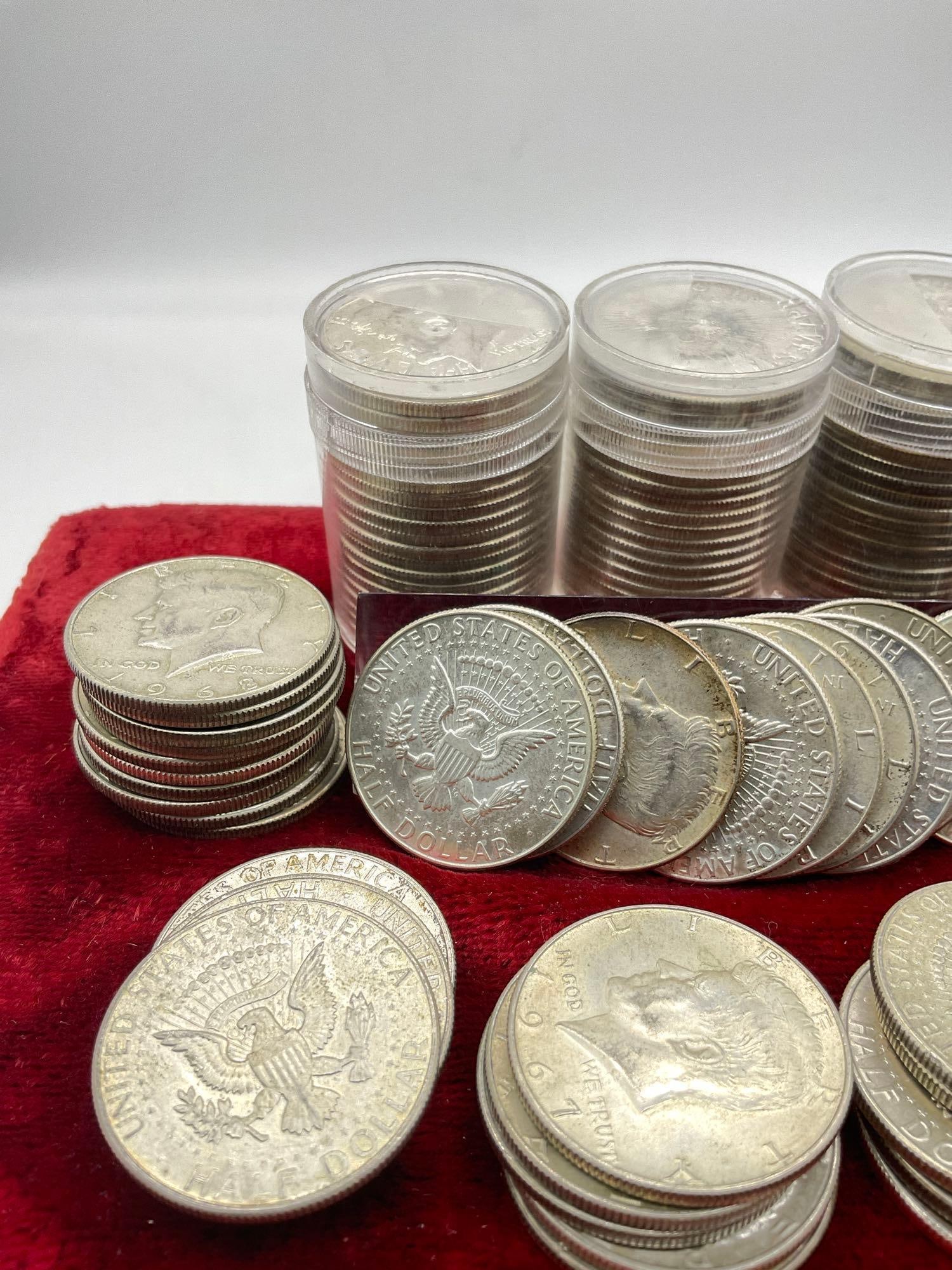 130x US 40% silver half dollars Kennedy 1965-69 - 2