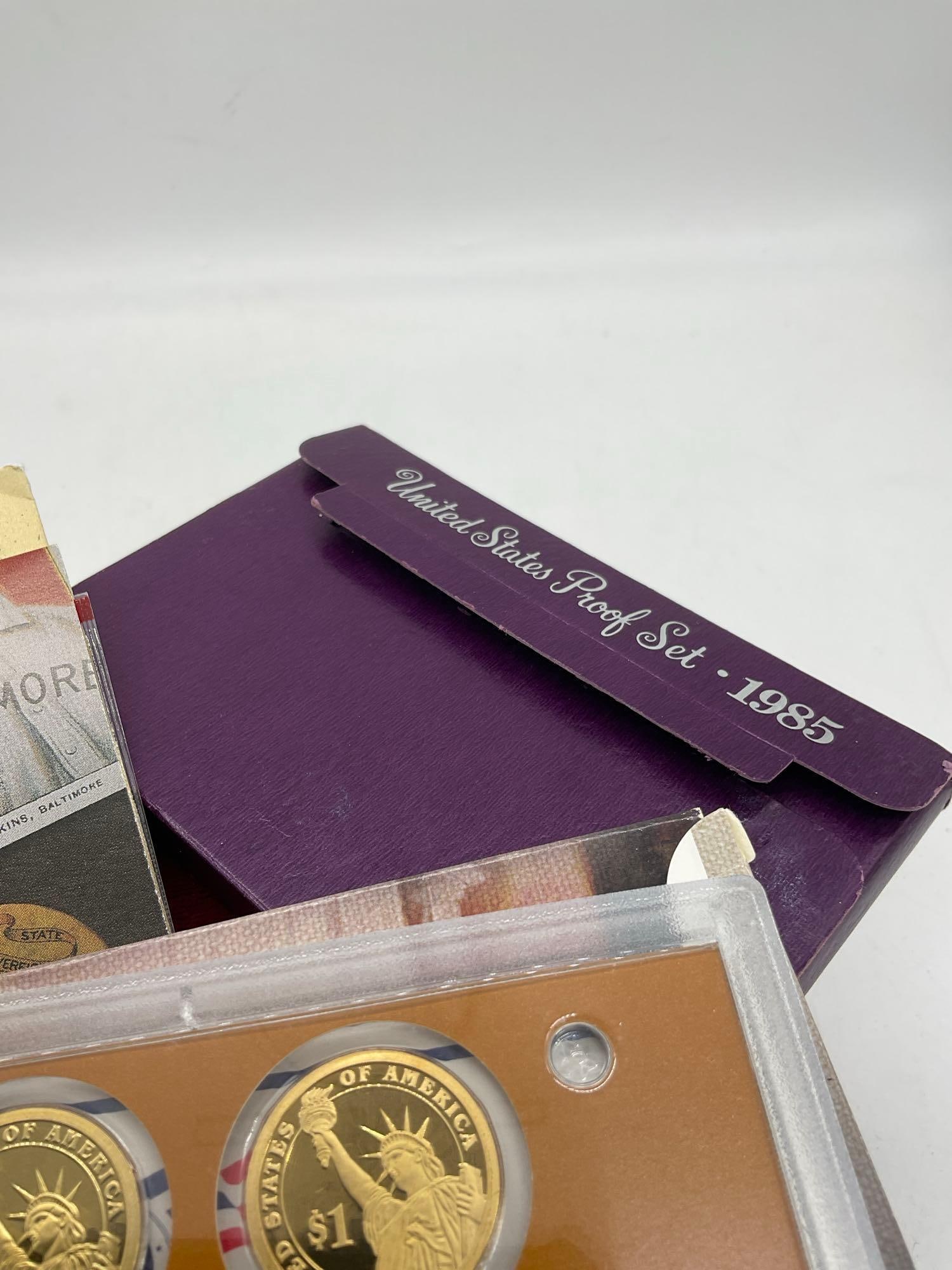 US 1985 Proof set, 1990 Mint set and 2007 Proof President set - 4