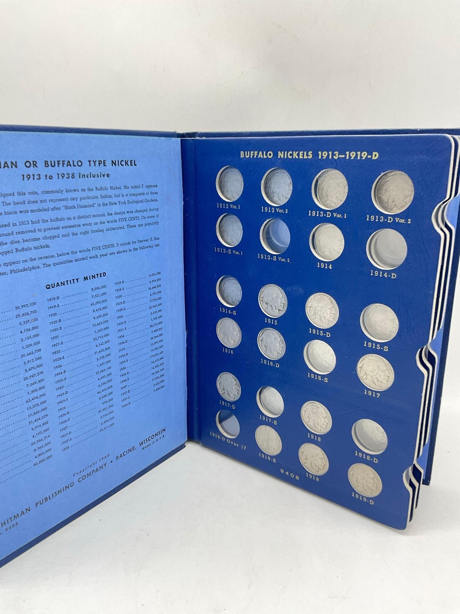 Collection of 44 dvarious date Buffalo Nickels in Whitman Album: Jc-1554 
