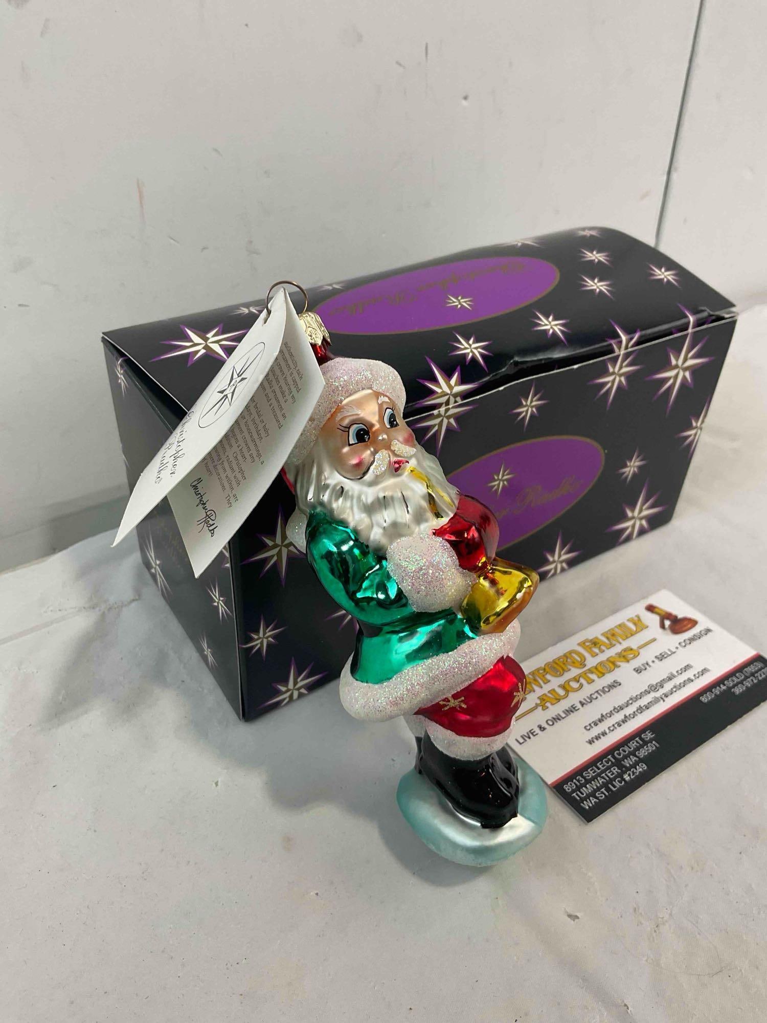 Christopher Radko Glass Santa Claus Ornament w/ Tag & Original Box. Excellent Condition. See pics. - 3
