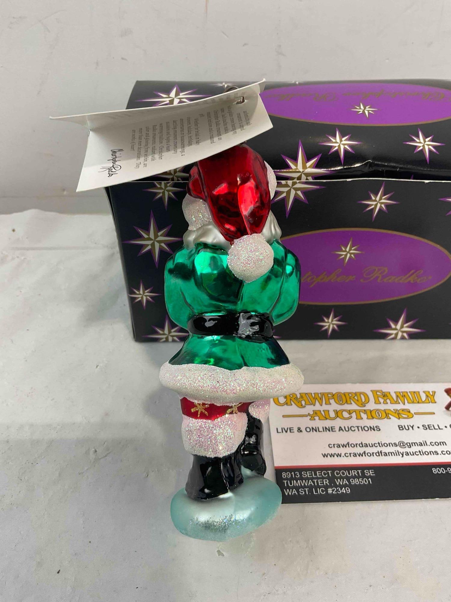 Christopher Radko Glass Santa Claus Ornament w/ Tag & Original Box. Excellent Condition. See pics. - 5