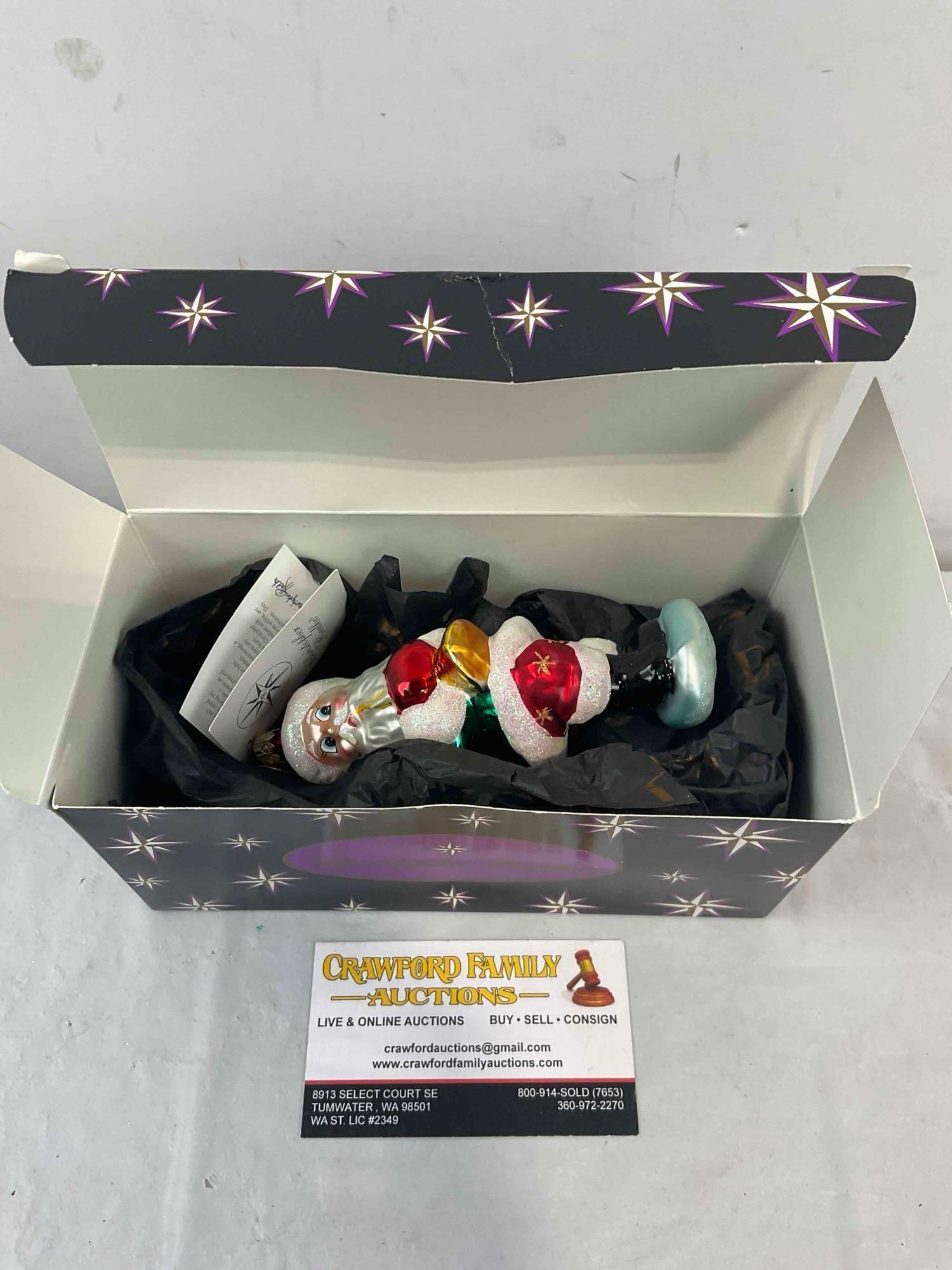 Christopher Radko Glass Santa Claus Ornament w/ Tag & Original Box. Excellent Condition. See pics. - 7