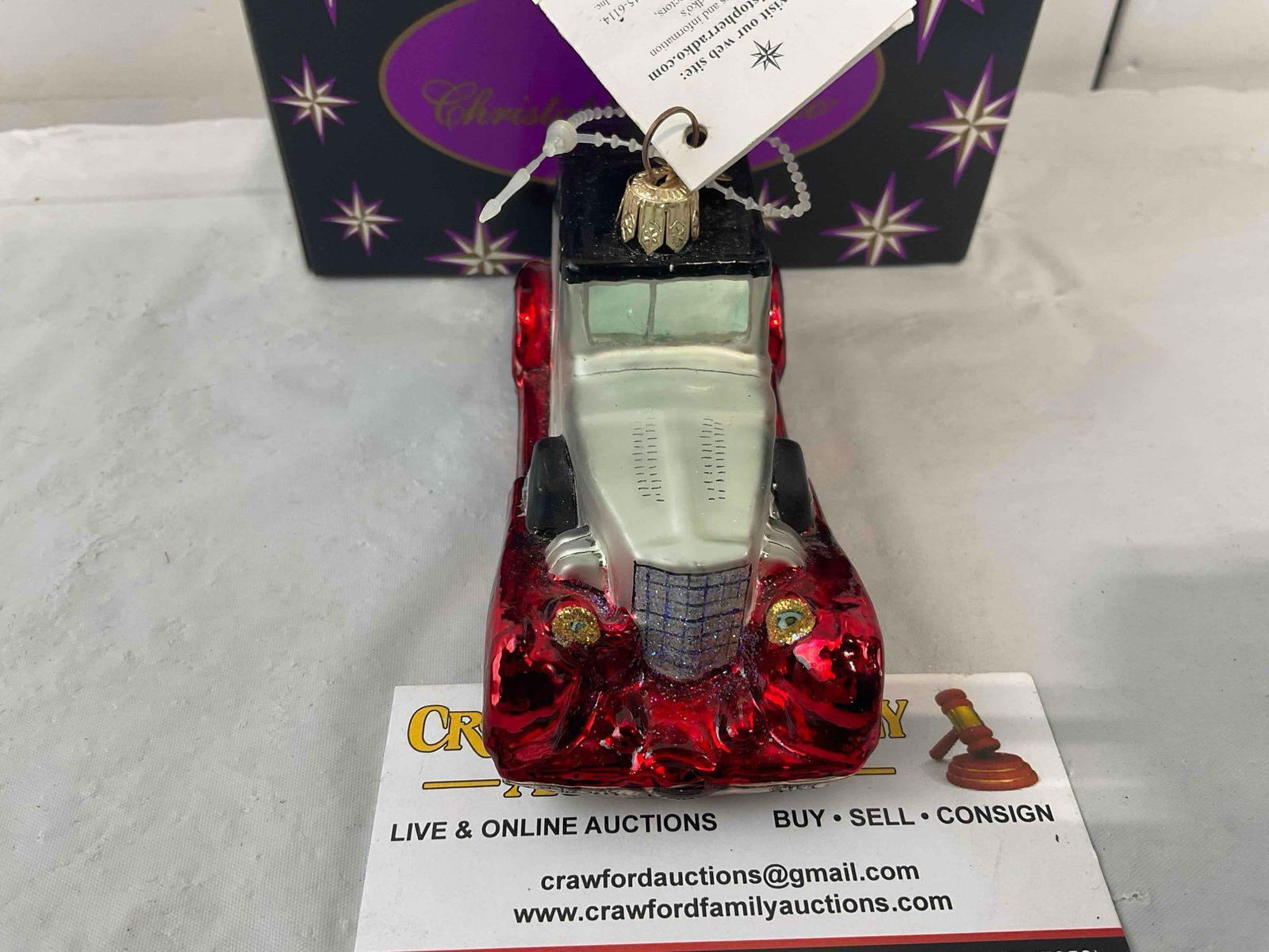 Christopher Radko Glass Car Christmas Ornament w/ Tag & Original Box. Excellent Condition. - 2