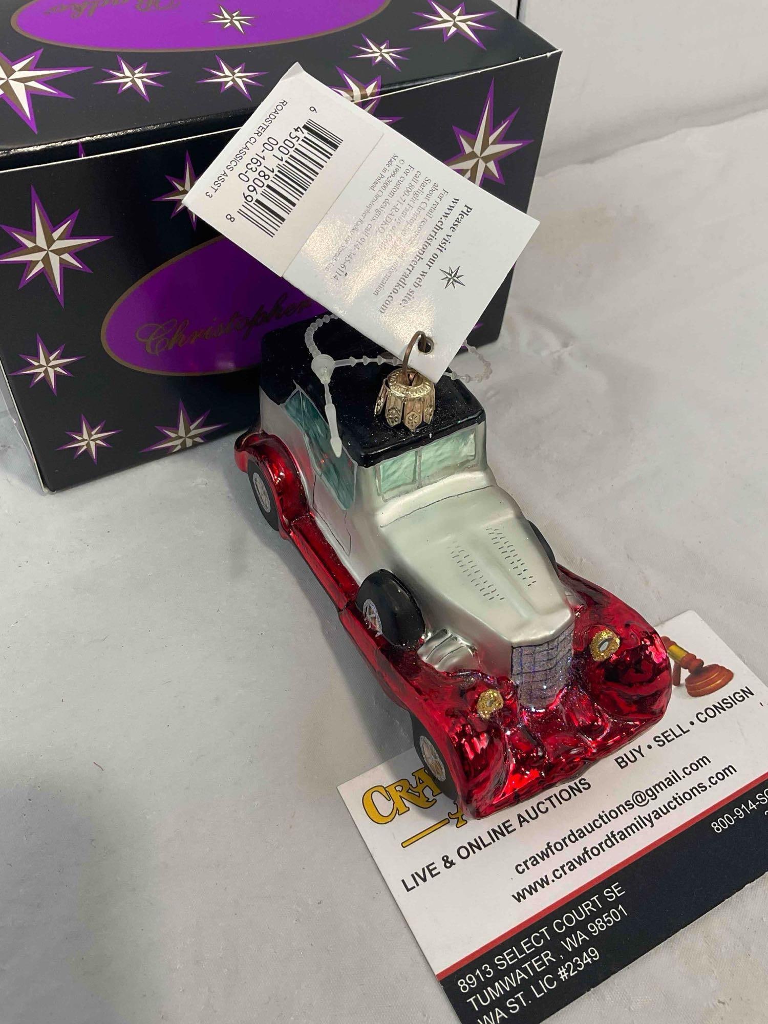 Christopher Radko Glass Car Christmas Ornament w/ Tag & Original Box. Excellent Condition. - 4