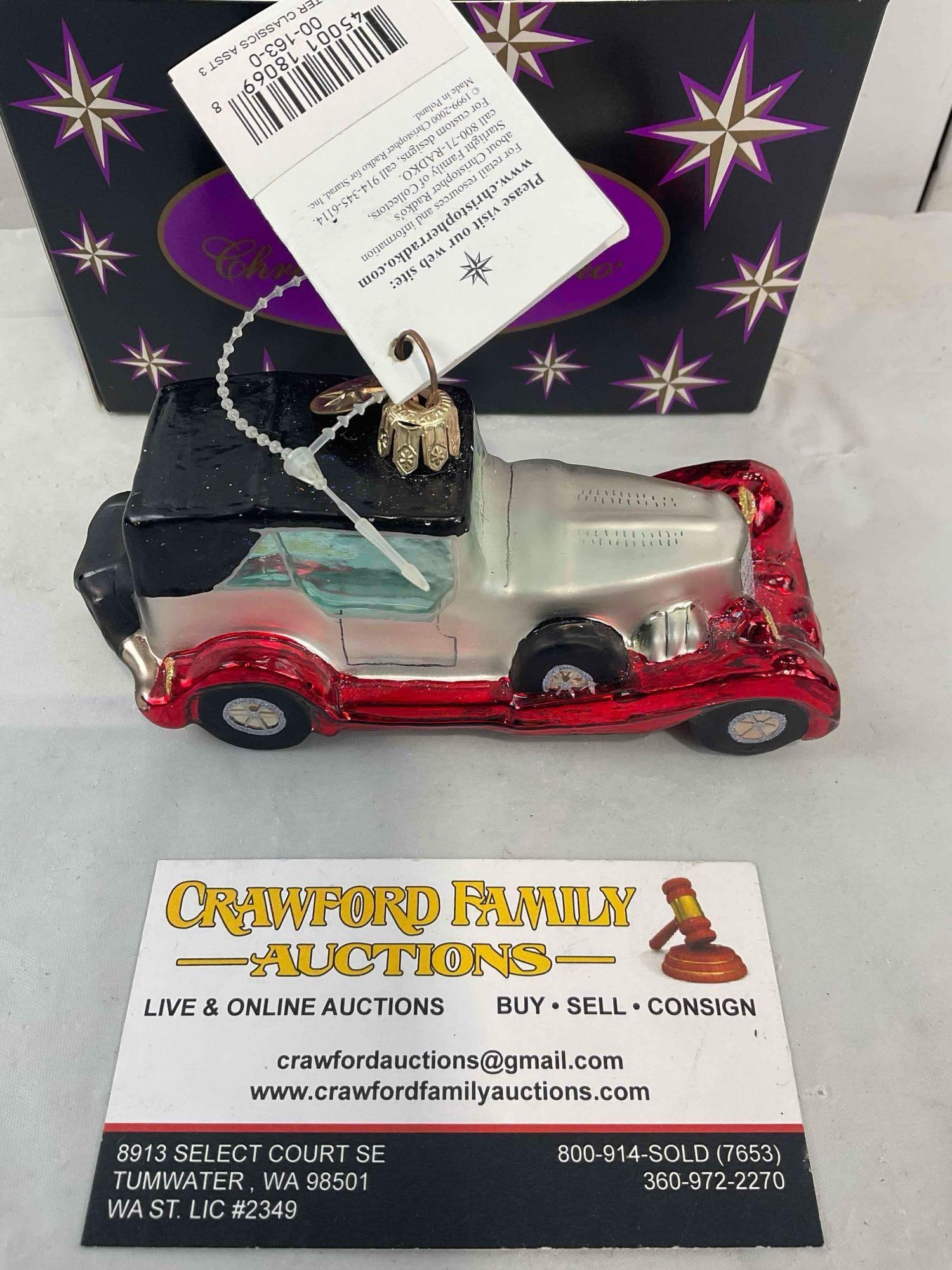 Christopher Radko Glass Car Christmas Ornament w/ Tag & Original Box. Excellent Condition. - 5