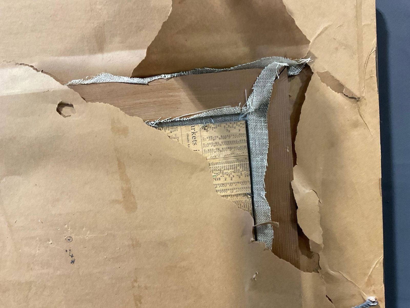 Antique Large Framed Oil on Canvas, Victorian Village path scene, 29h x 39w x 5d inches - 7