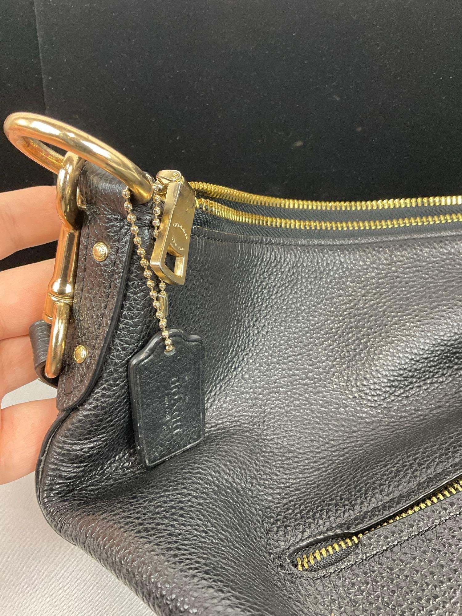 Coach Abby Duffle Shoulder bag, Black Pebble Leather, 13h x 16w x 5d inches - 3